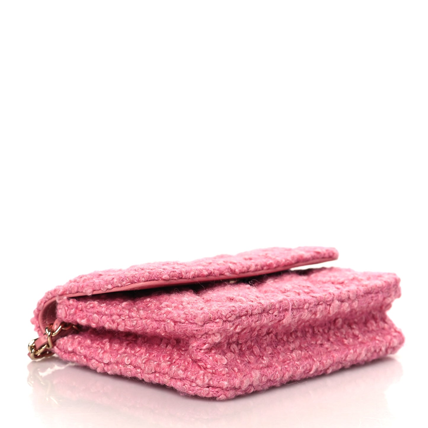 Tweed Quilted Flap Chain Waist Bag Pink