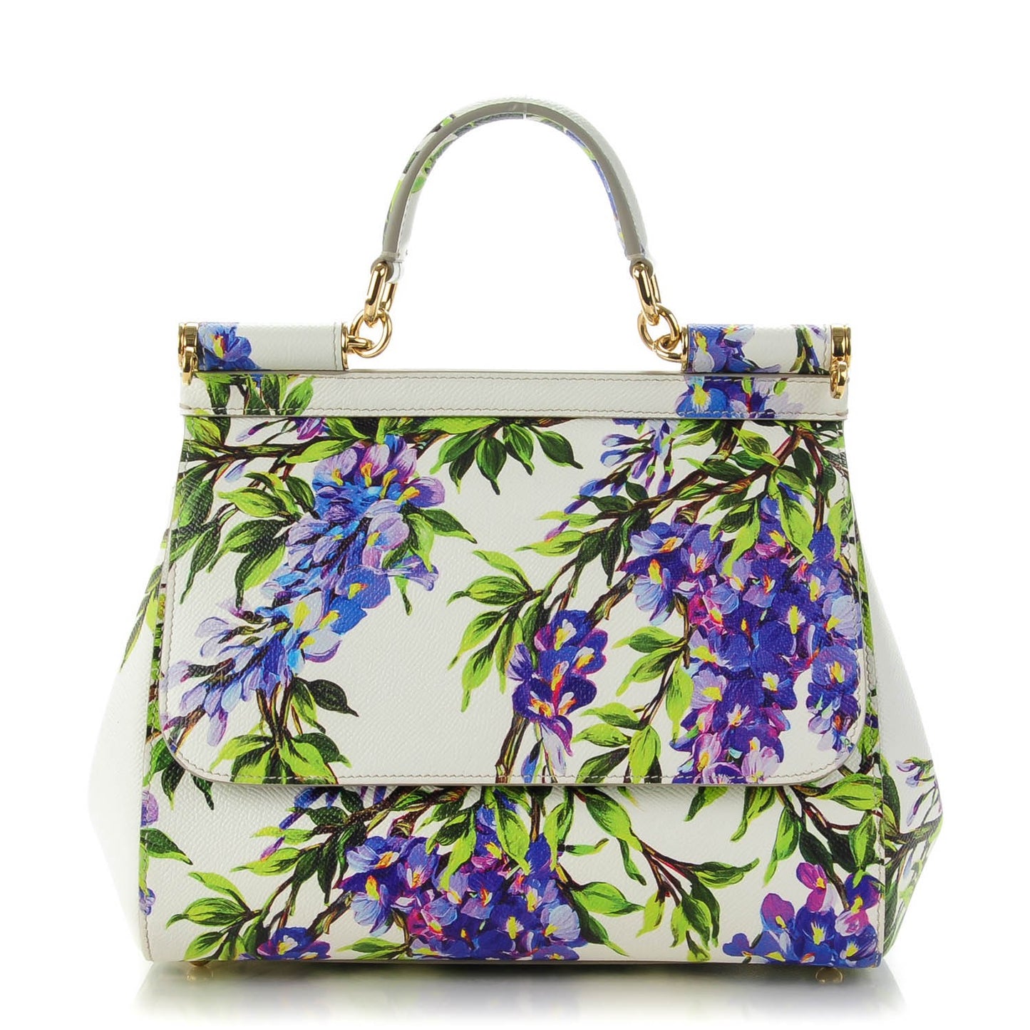 Dauphine Medium Floral Print Miss Sicily Satchel White
