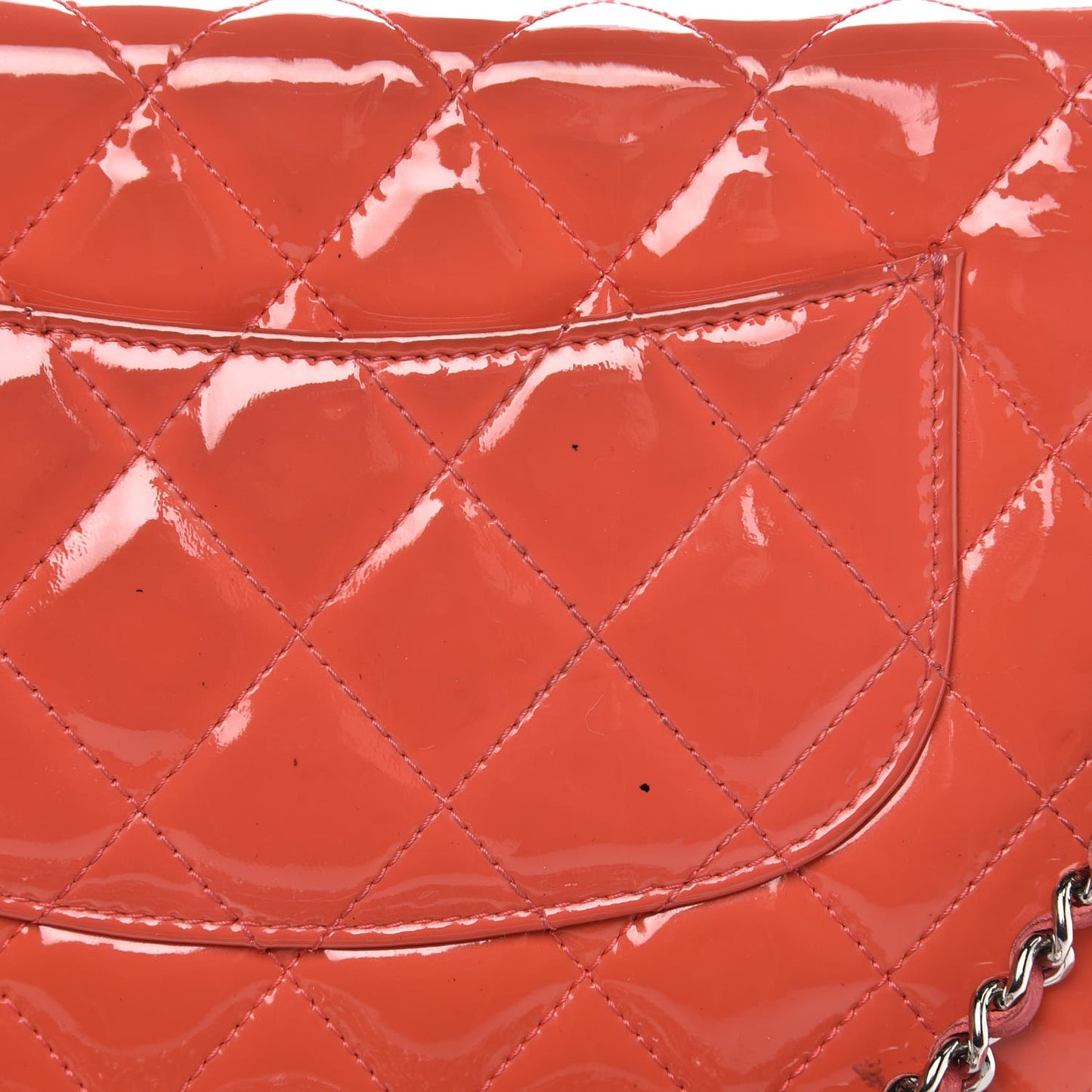 Patent Quilted Wallet On Chain WOC Coral