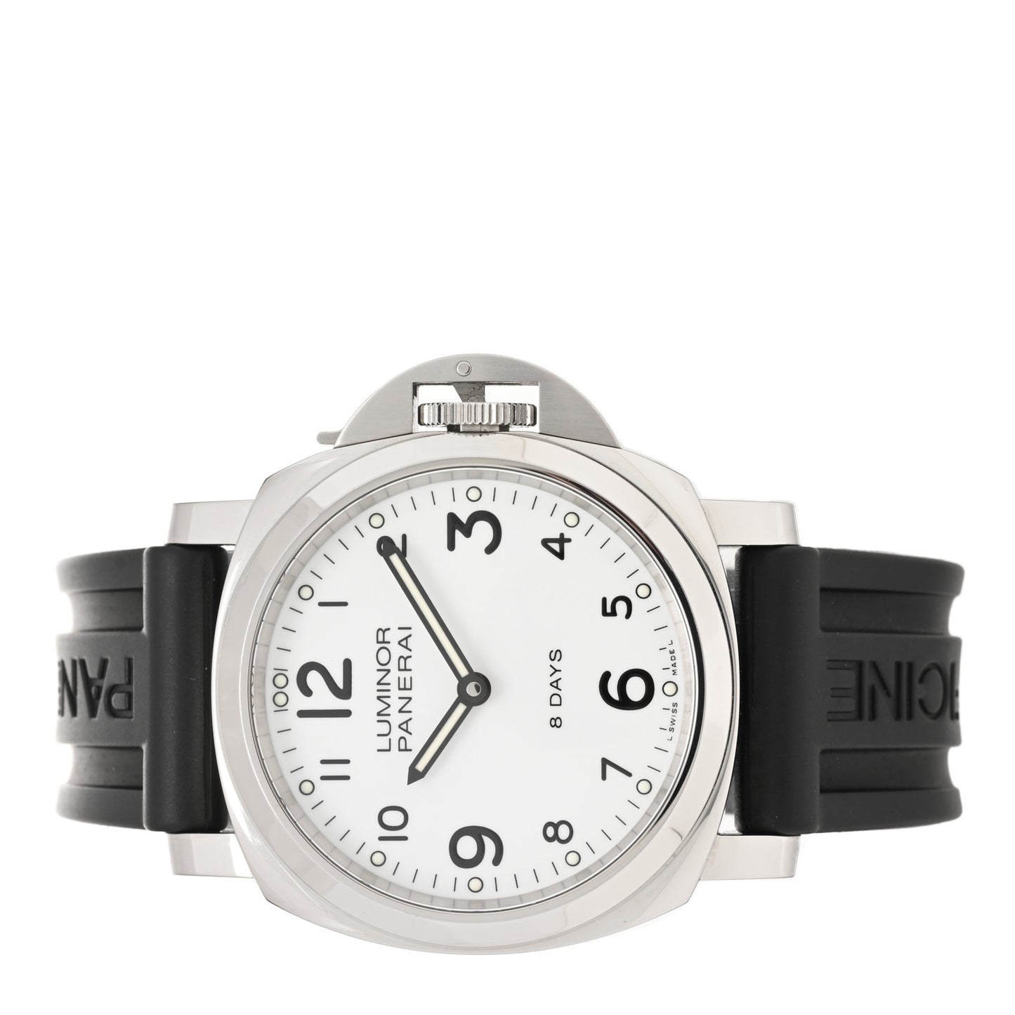 Stainless Steel Rubber 45mm Luminor Base 8 Days Manual Winding Watch White PAM00561