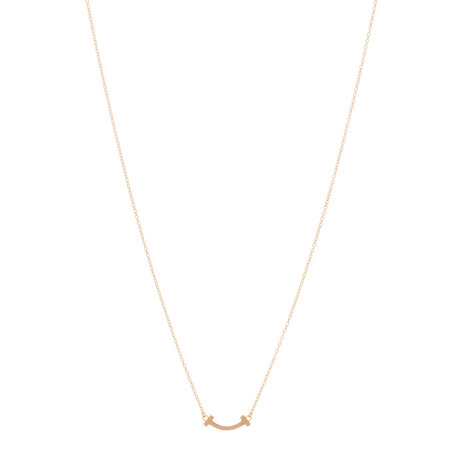 Tiffany 18K Yellow Gold Mini T Smile Pendant Necklace 1 of 3