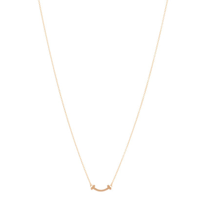 Tiffany 18K Yellow Gold Mini T Smile Pendant Necklace 1 of 3