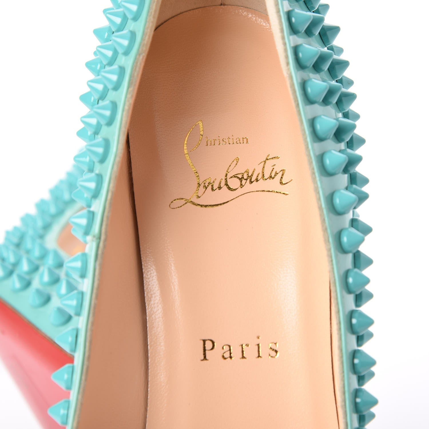 Christian Louboutin Patent Pigalle Spikes 100 Pumps 36 Turquoise 7 of 7