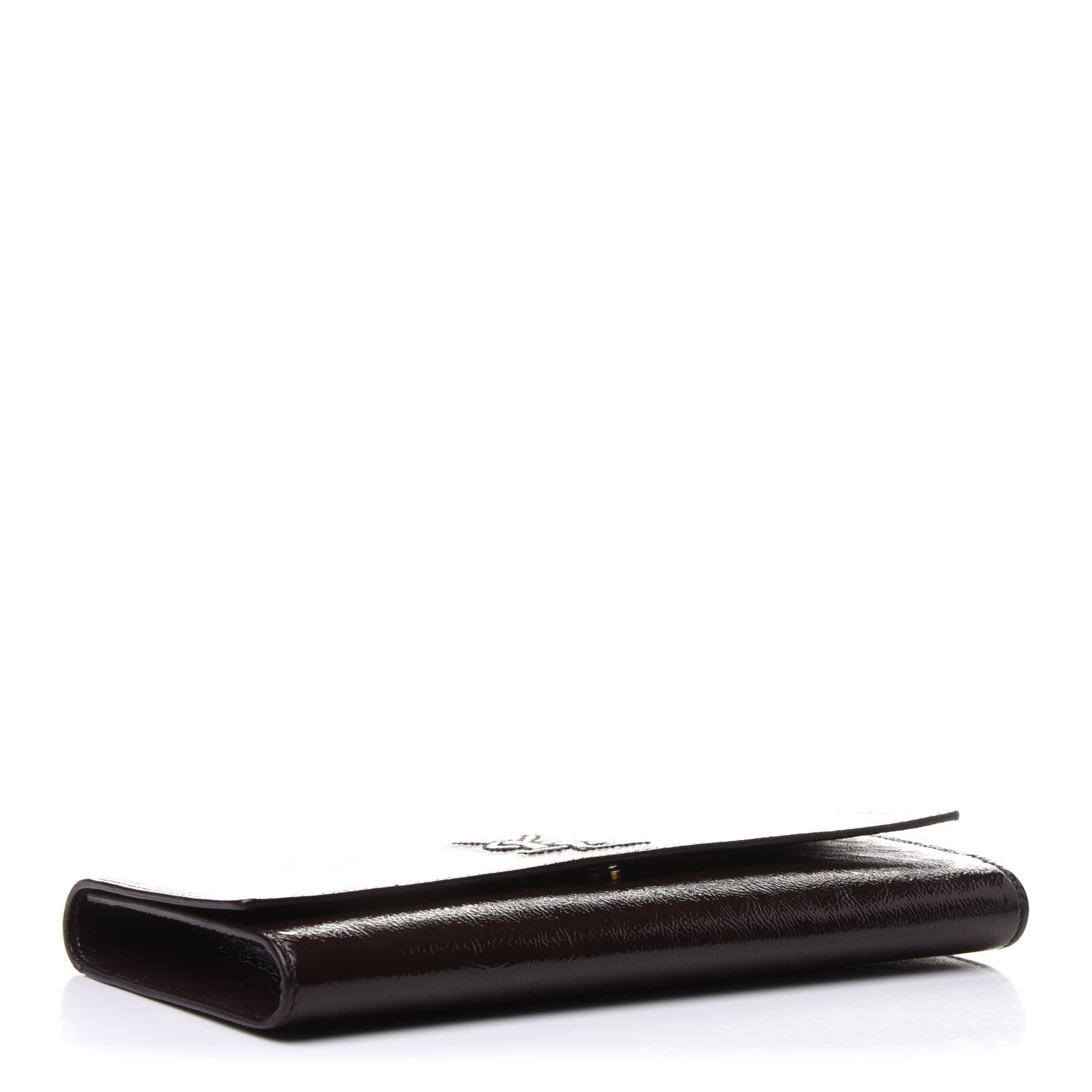 Saint Laurent Textured Patent Calfskin Monogram Large Belle De Jour Clutch Dark Brown 4 of 10