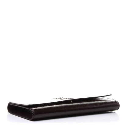 Saint Laurent Textured Patent Calfskin Monogram Large Belle De Jour Clutch Dark Brown 4 of 10