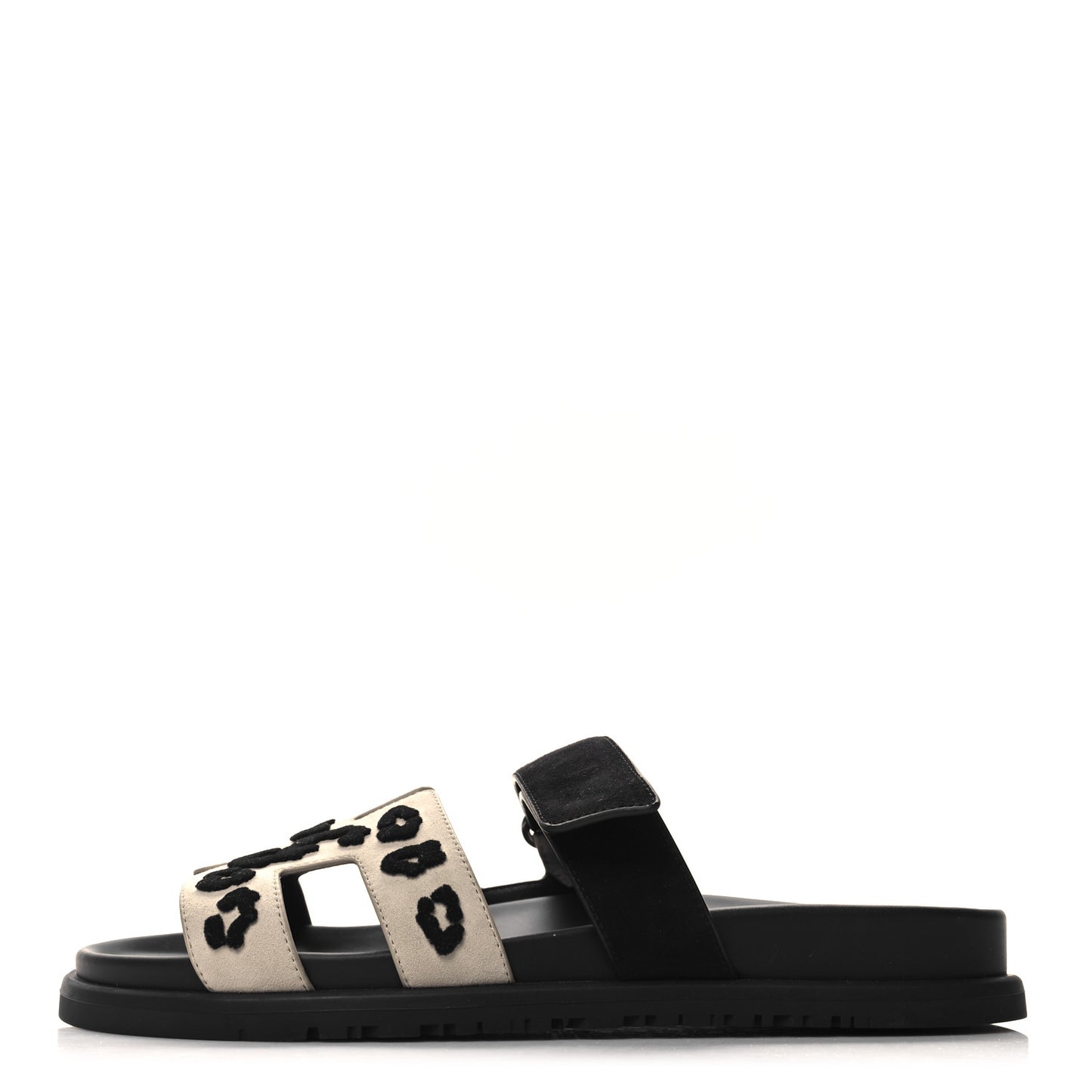 Suede Goatskin Womens Leopard Chypre Sandals 40 Beige Esquisse Black