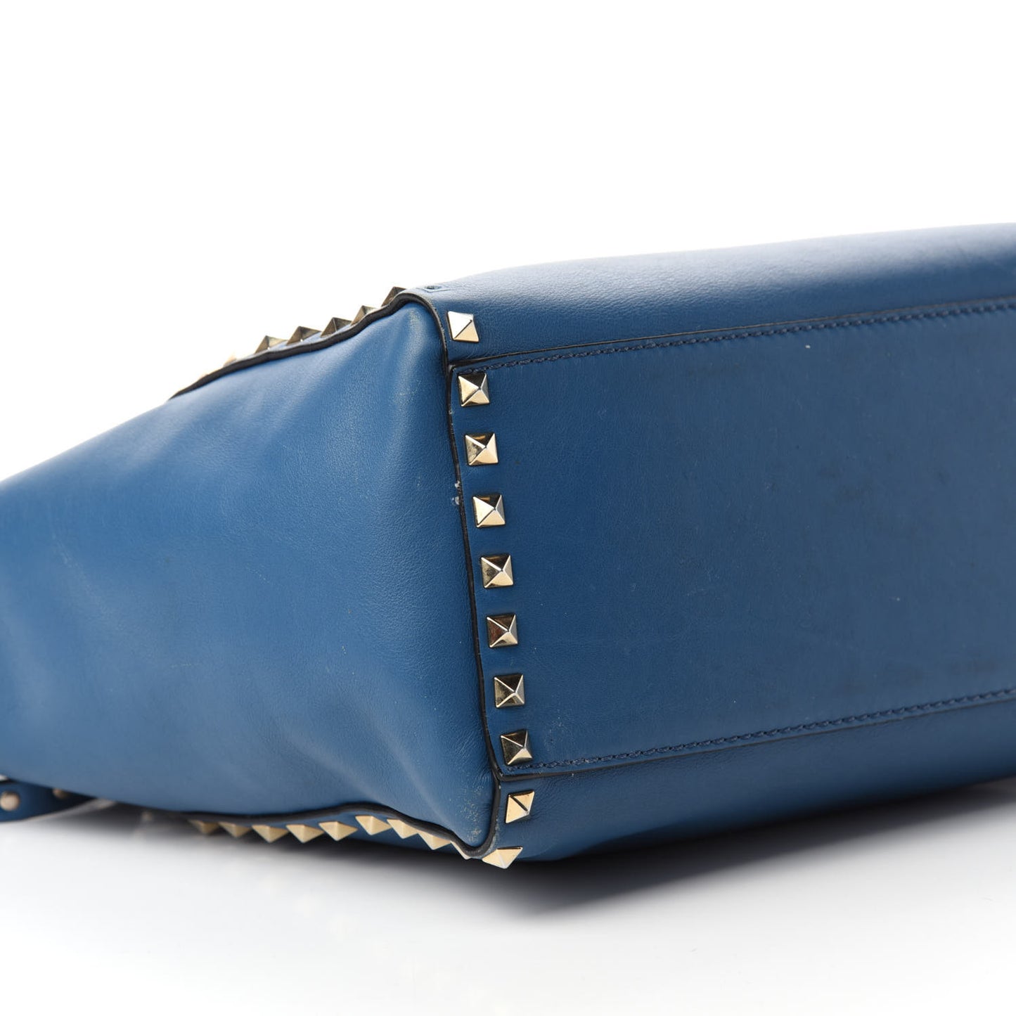 Vitello Rockstud Double Handle Tote Peacock