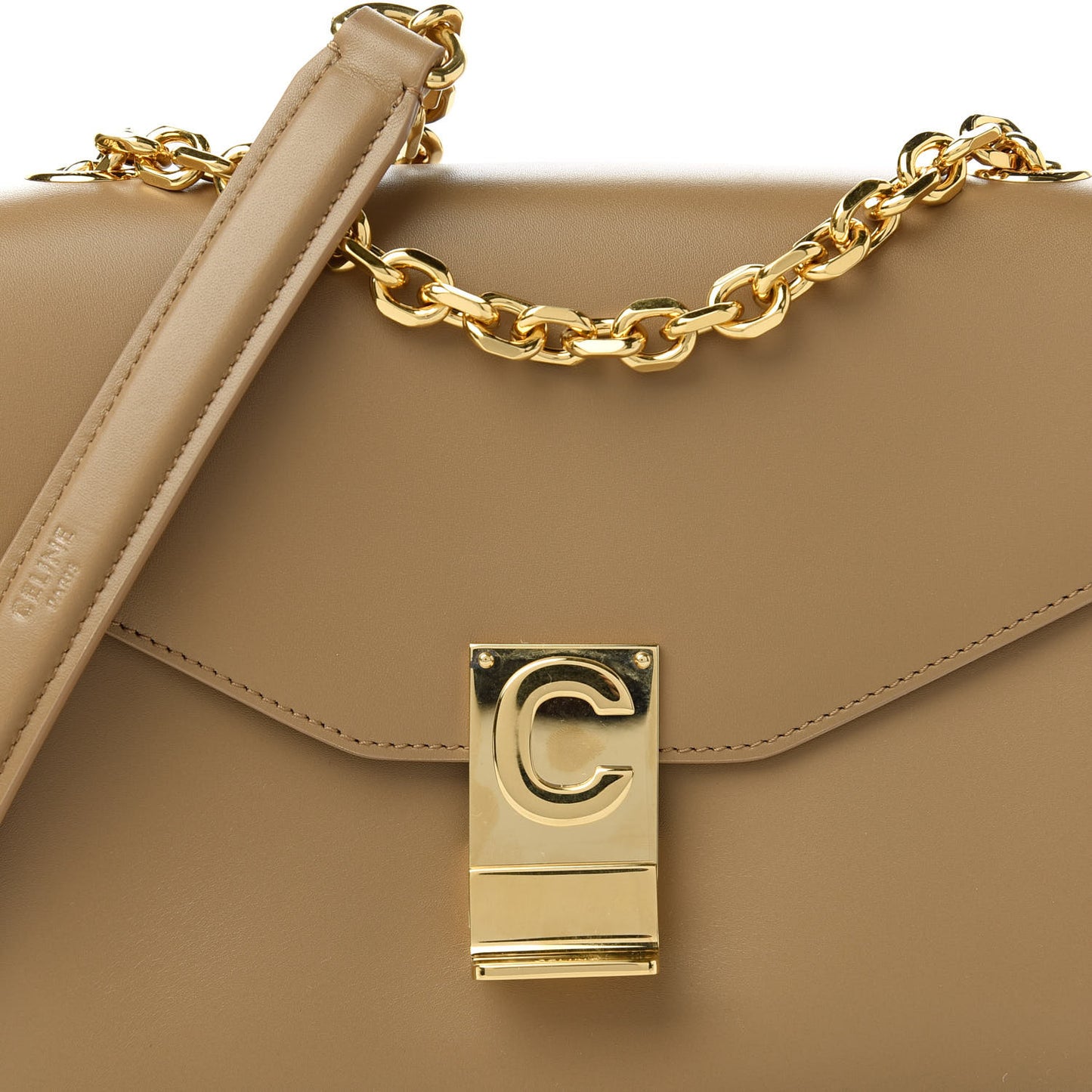 Shiny Calfskin Medium C Bag Light Camel