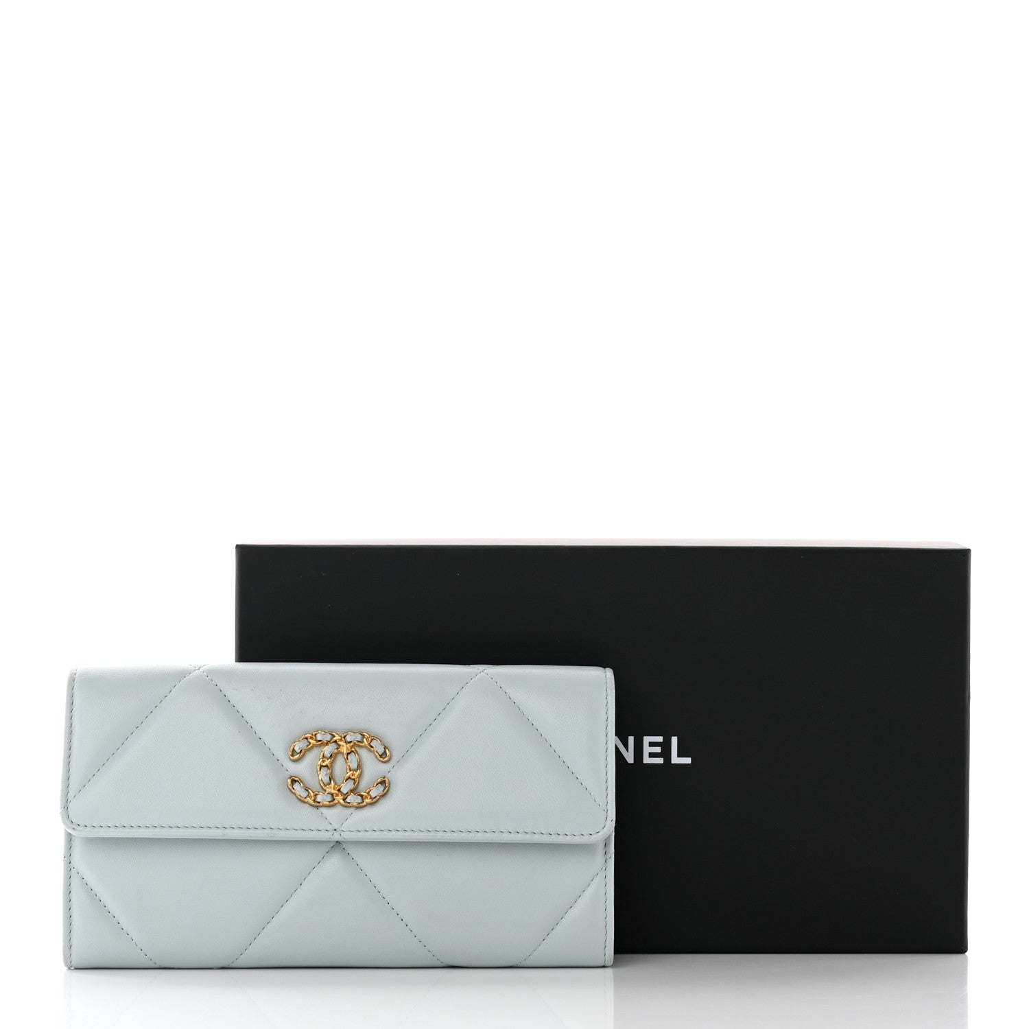 Chanel Lambskin Quilted Chanel 19 Flap Wallet Light Blue 16 of 16