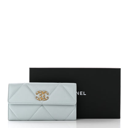 Chanel Lambskin Quilted Chanel 19 Flap Wallet Light Blue 16 of 16