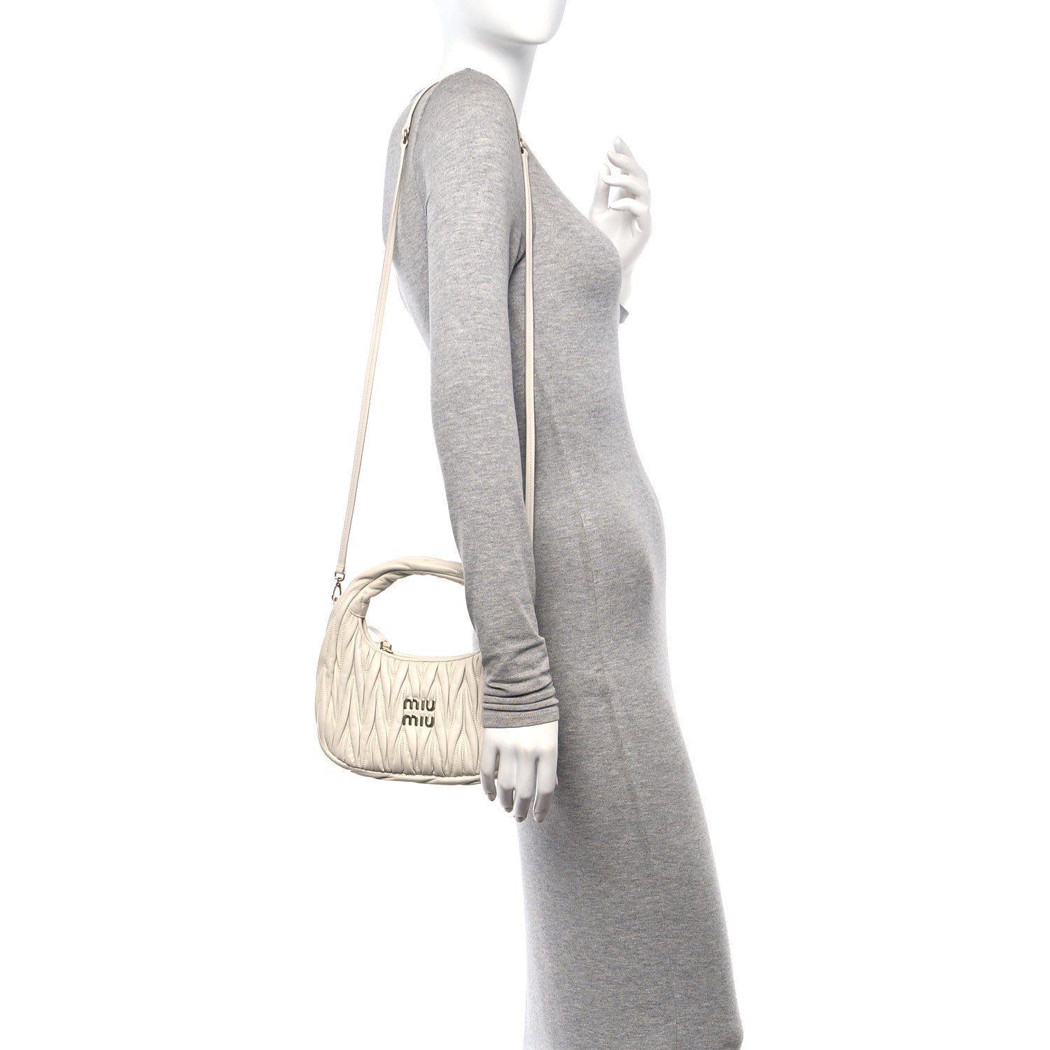 Miu Miu Nappa Matelasse Small Wander Hobo White 2 of 9