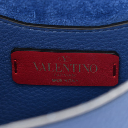 Valentino Garavani Pebbled Calfskin Mini Rockstud Flap Saddle Crossbody Bag Blue 6 of 9