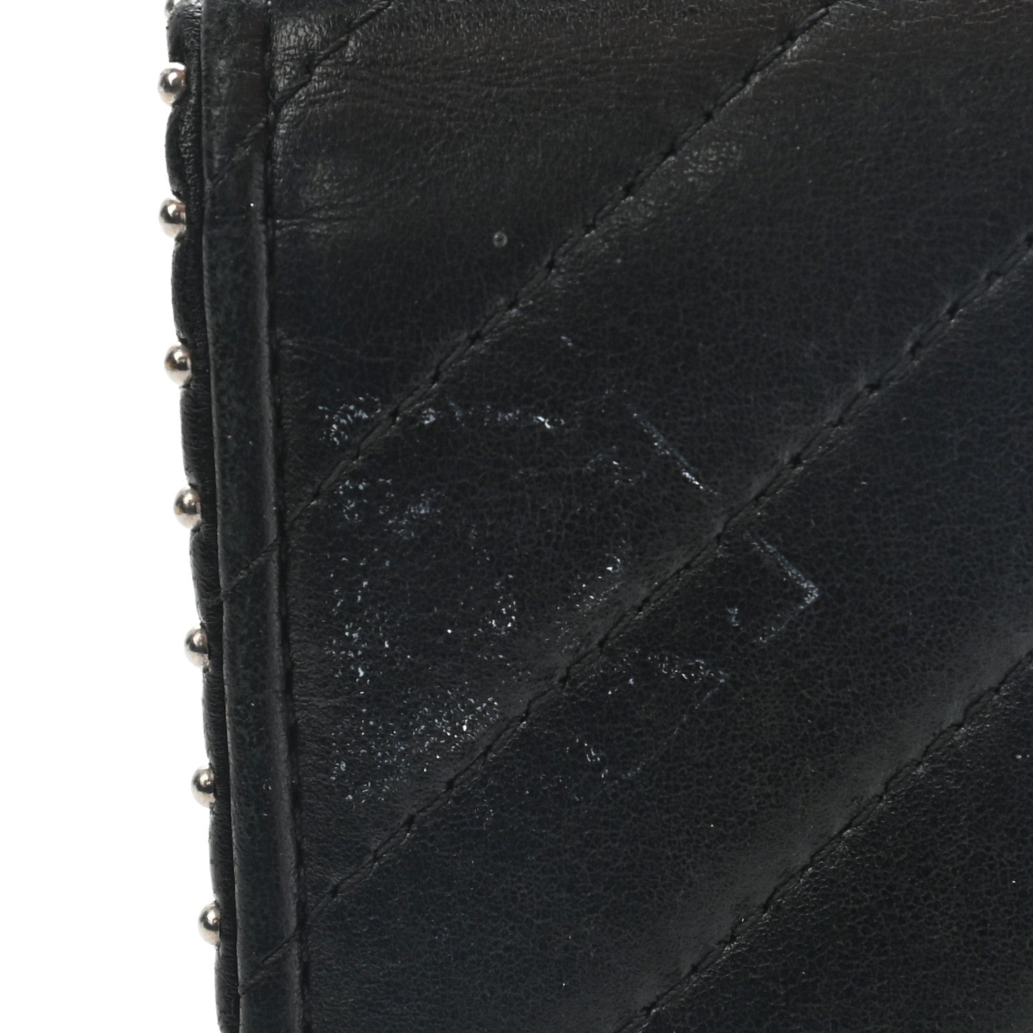 Chanel Lambskin Chevron Quilted Studded Flap Card Holder Black 11 of 12