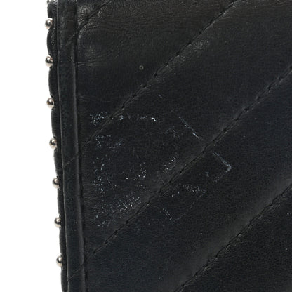 Chanel Lambskin Chevron Quilted Studded Flap Card Holder Black 11 of 12