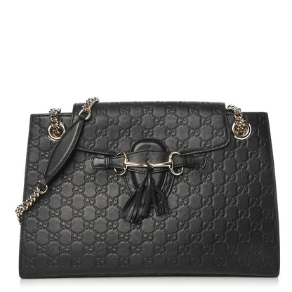 Gucci Guccissima Large Emily Chain Shoulder Bag Black 1 of 8