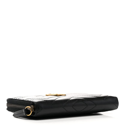 Gucci Calfskin Matelasse GG Marmont Zip Around Wallet Black 4 of 7