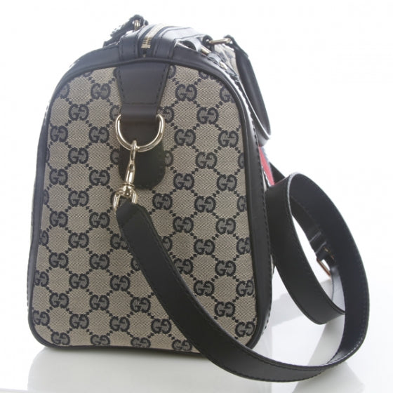 Monogram Selleria Calfskin Vintage Web Medium Boston Beige Blue