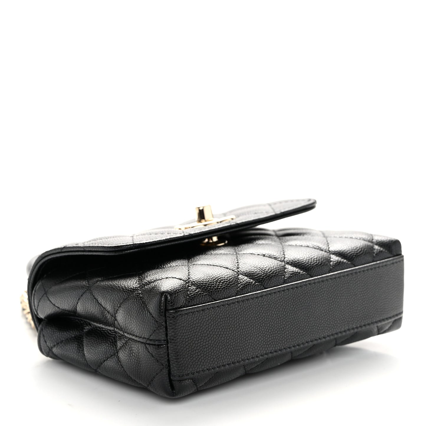 Caviar Quilted Coco Handle Clutch With Chain Black