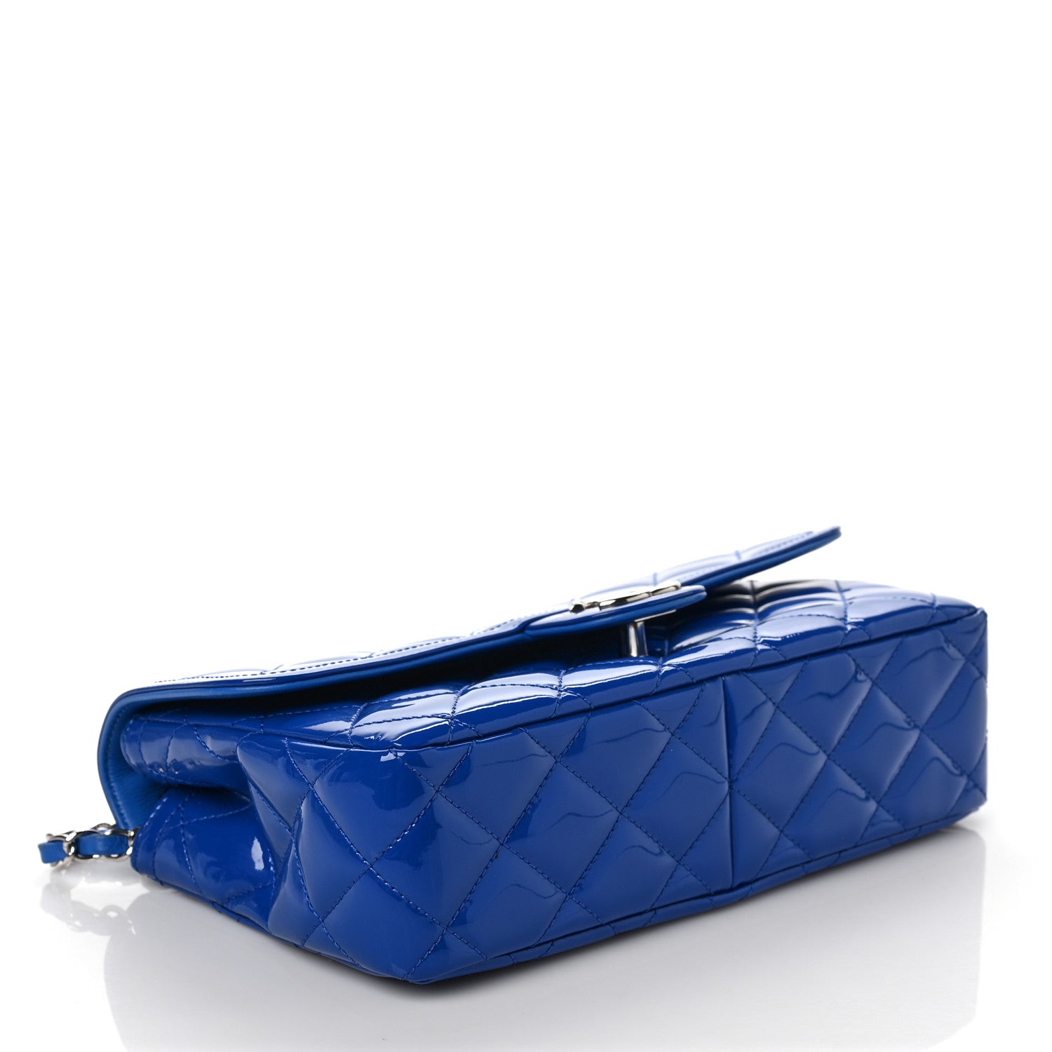 Chanel Patent Quilted Large Coco Shine Flap Blue 3 of 6