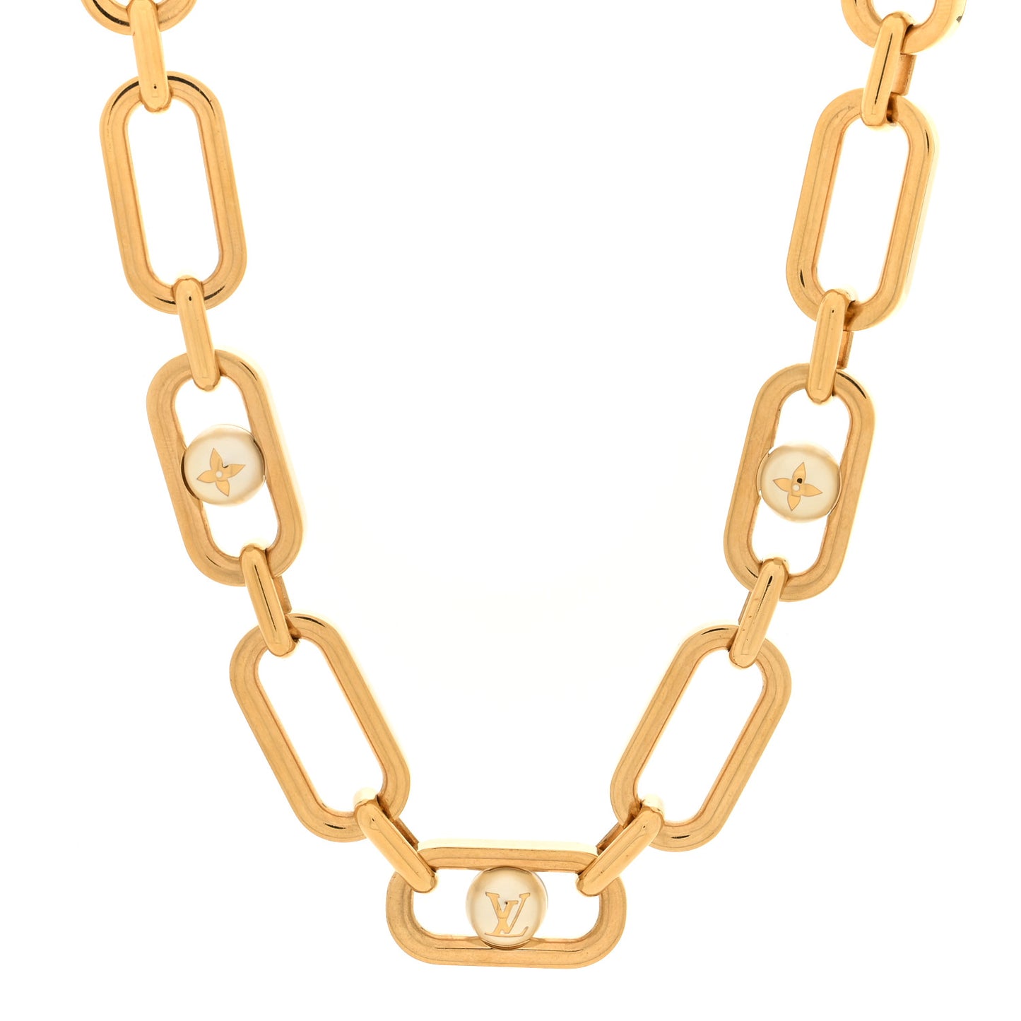 Metal My LV Chain Pearls Necklace Gold