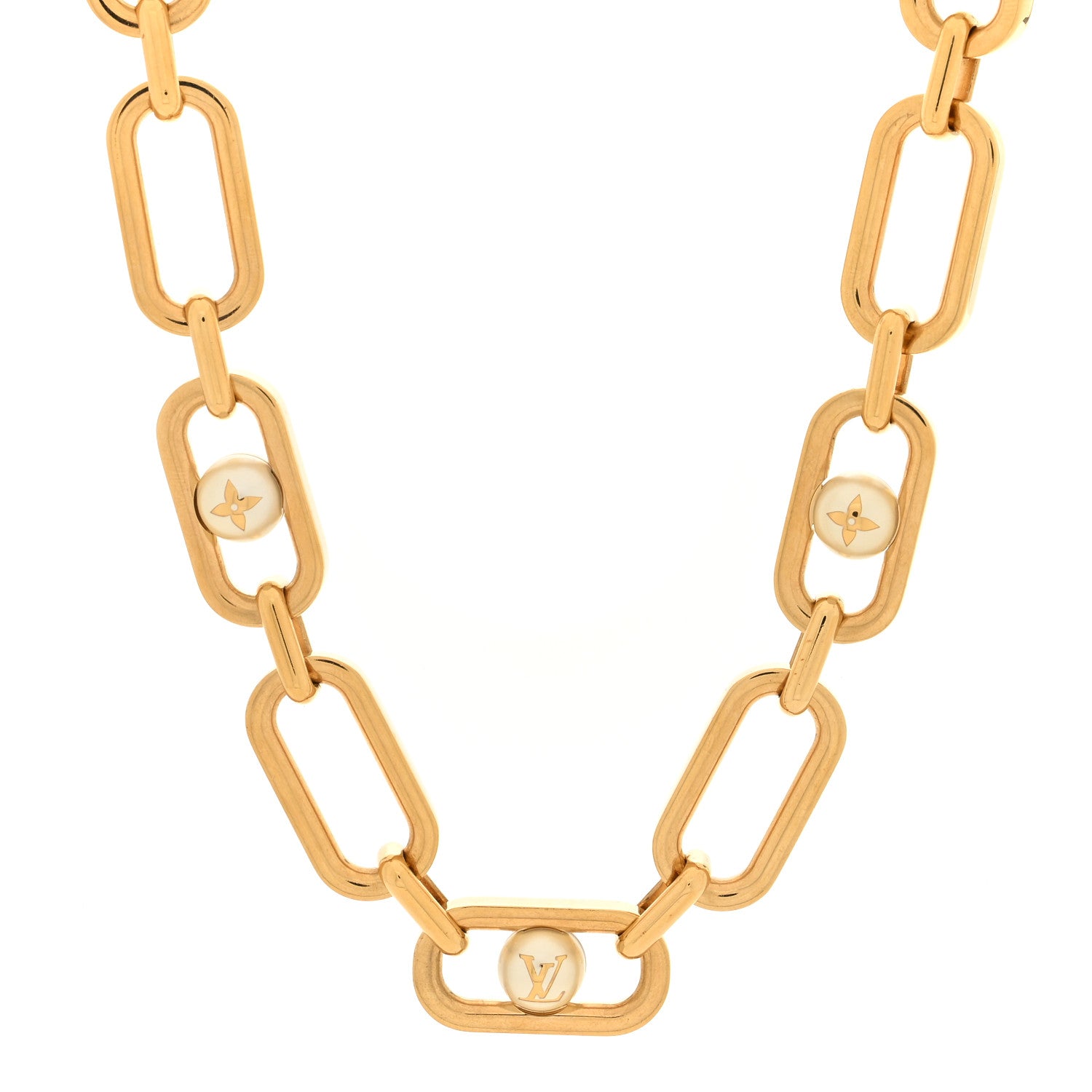 Louis Vuitton Metal My LV Chain Pearls Necklace Gold 1 of 4