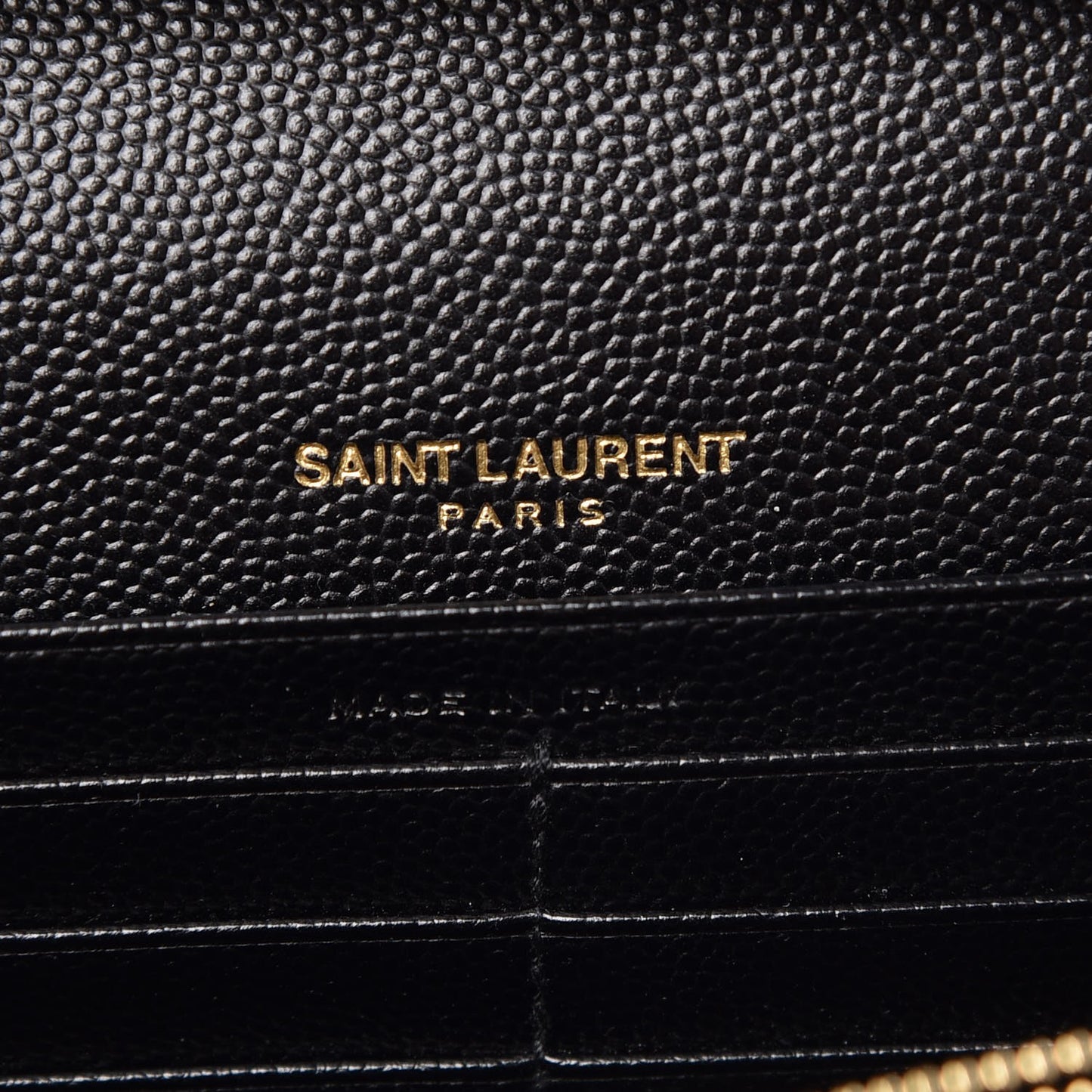 Grain De Poudre Matelasse Chevron Monogram Chain Wallet Black