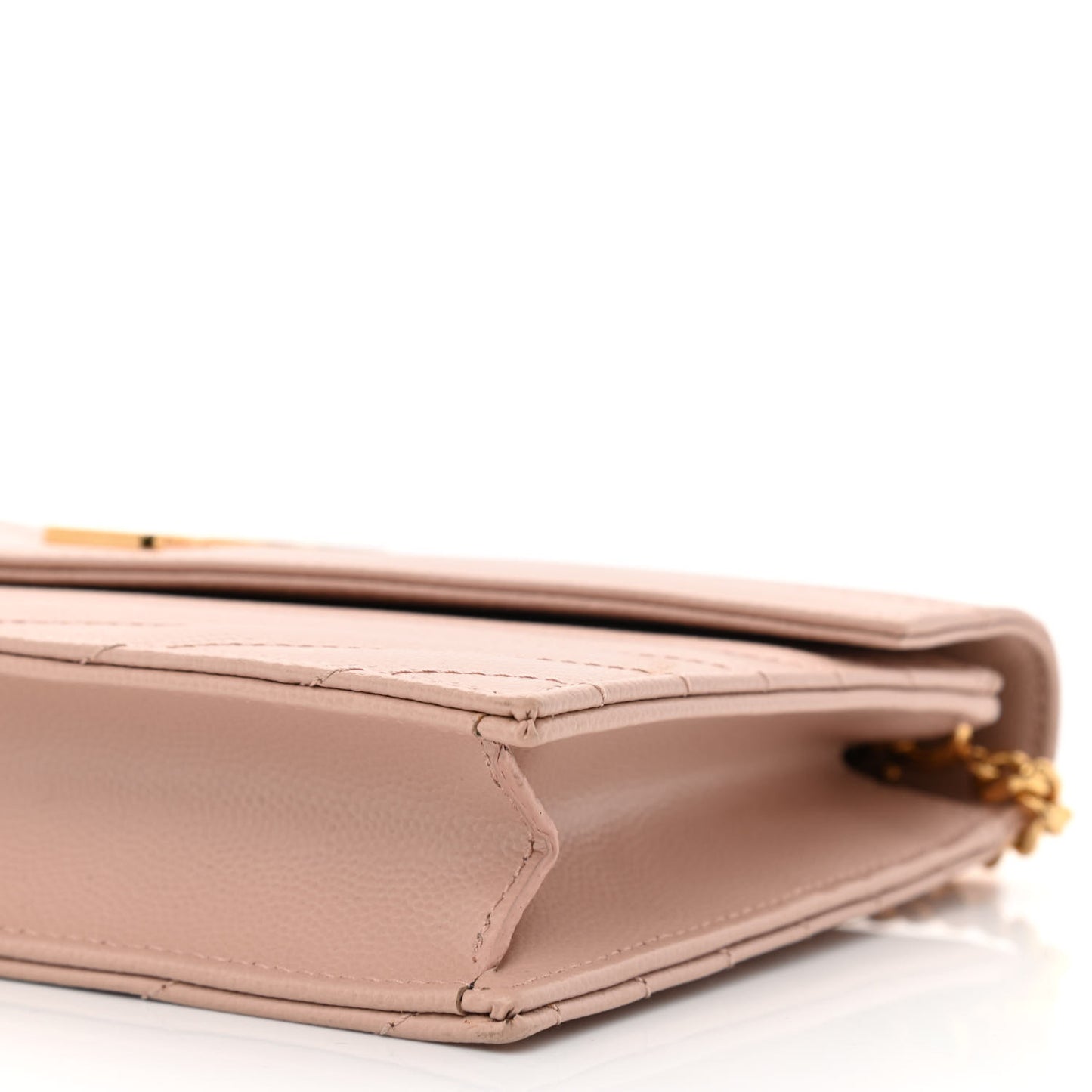 Grain De Poudre Matelasse Chevron Monogram Envelope Chain Wallet Pale Pink