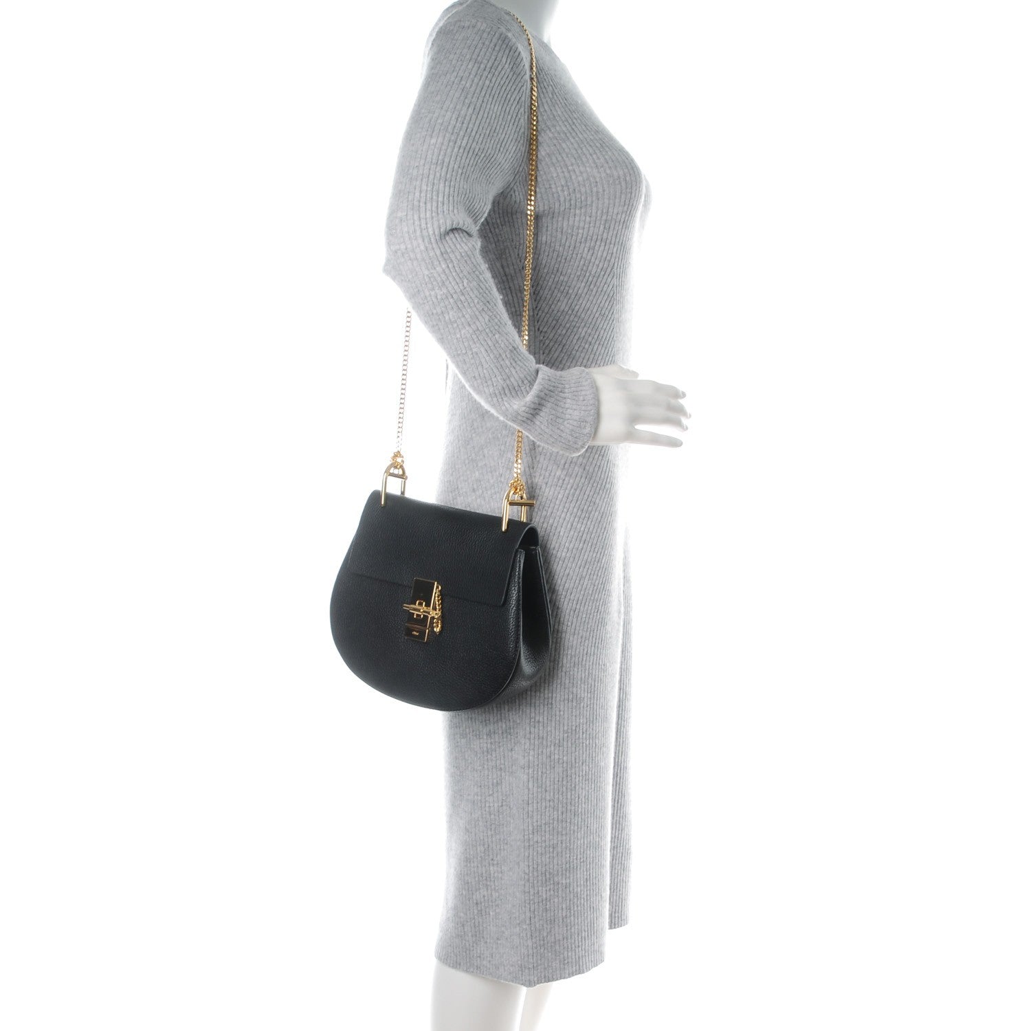 Chloe Grained Lambskin Drew Shoulder Bag Black 2 of 7