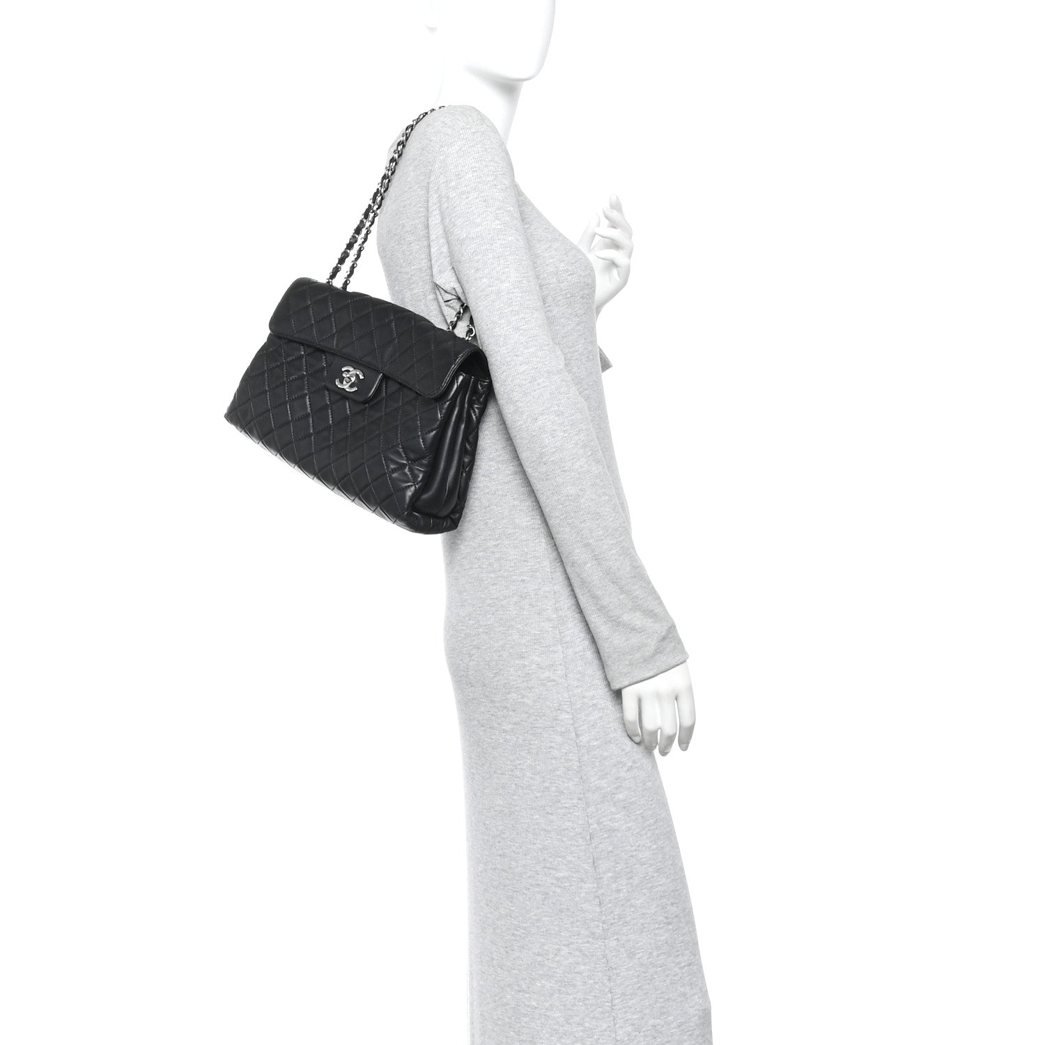 Chanel Lambskin Quilted Jumbo Chanel by 4 Flap Black 2 of 16