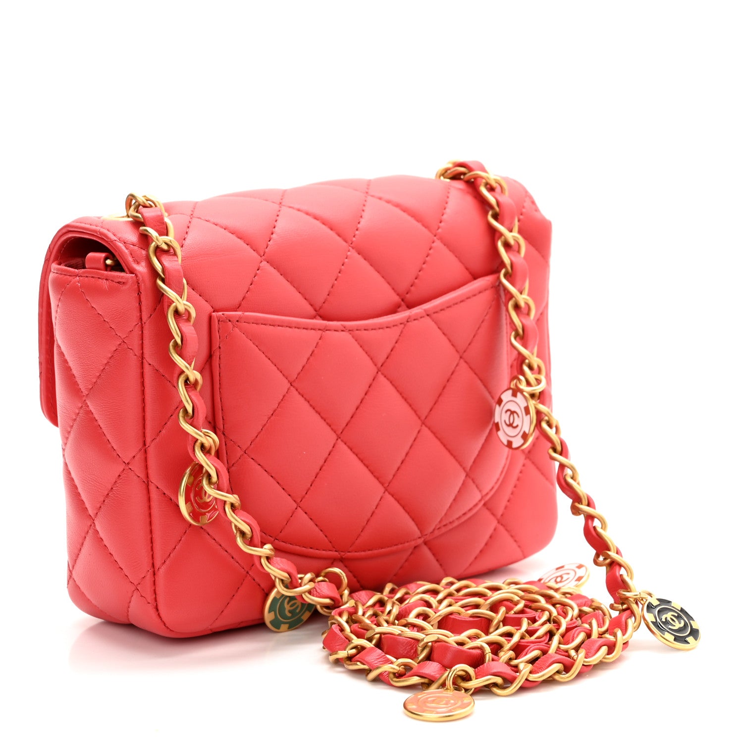 Chanel Lambskin Quilted Casino Chips Mini Square Flap Red 3 of 11