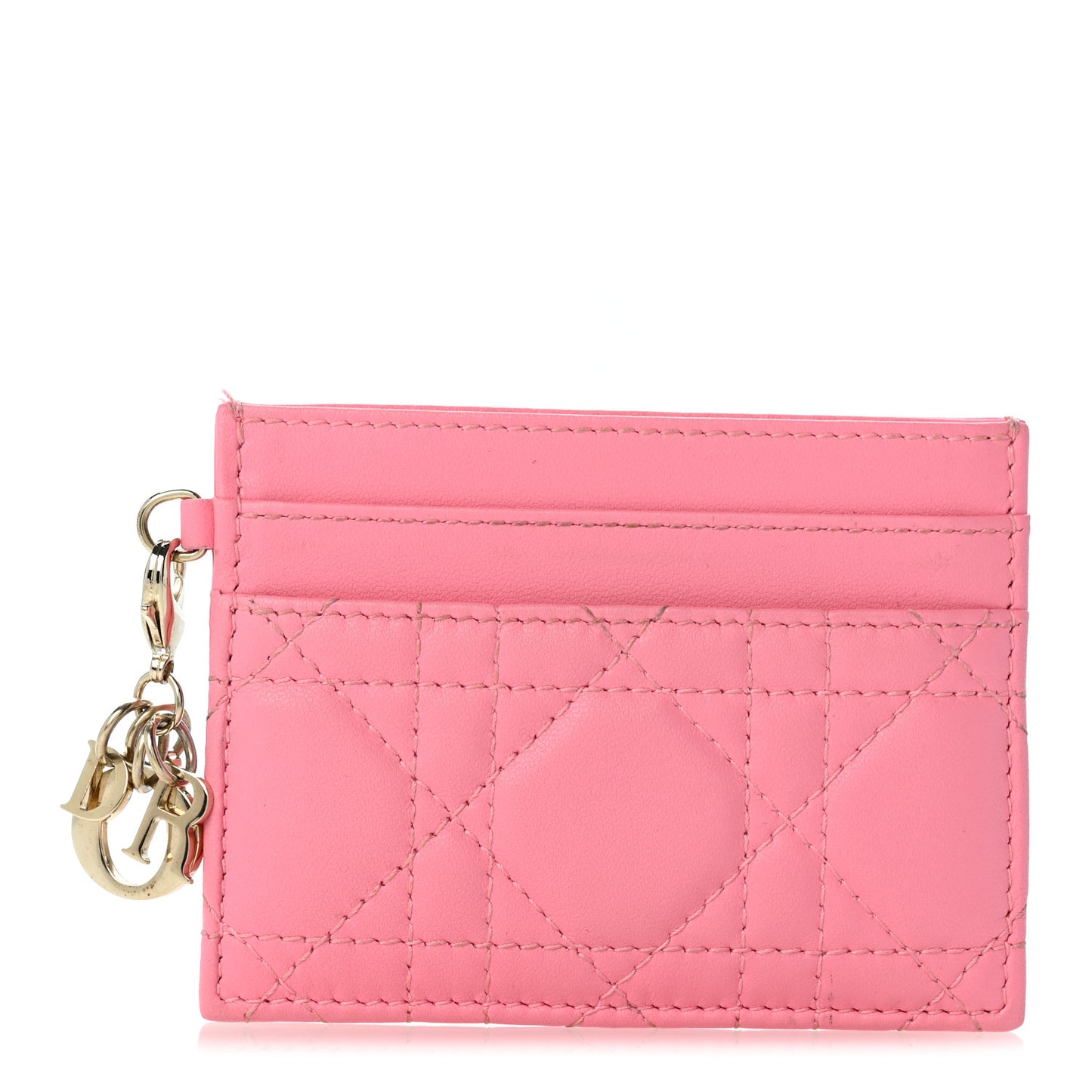 Lambskin Cannage Lady Dior Card Holder Strawberry Pink