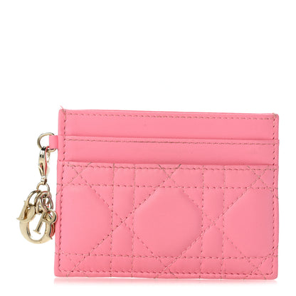 Christian Dior Lambskin Cannage Lady Dior Card Holder Strawberry Pink 1 of 8