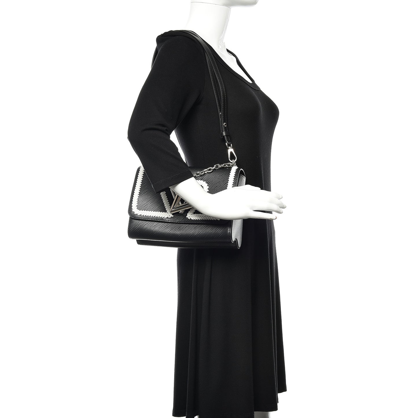 Epi Whipstitch Heart Twist Shoulder Bag MM Black