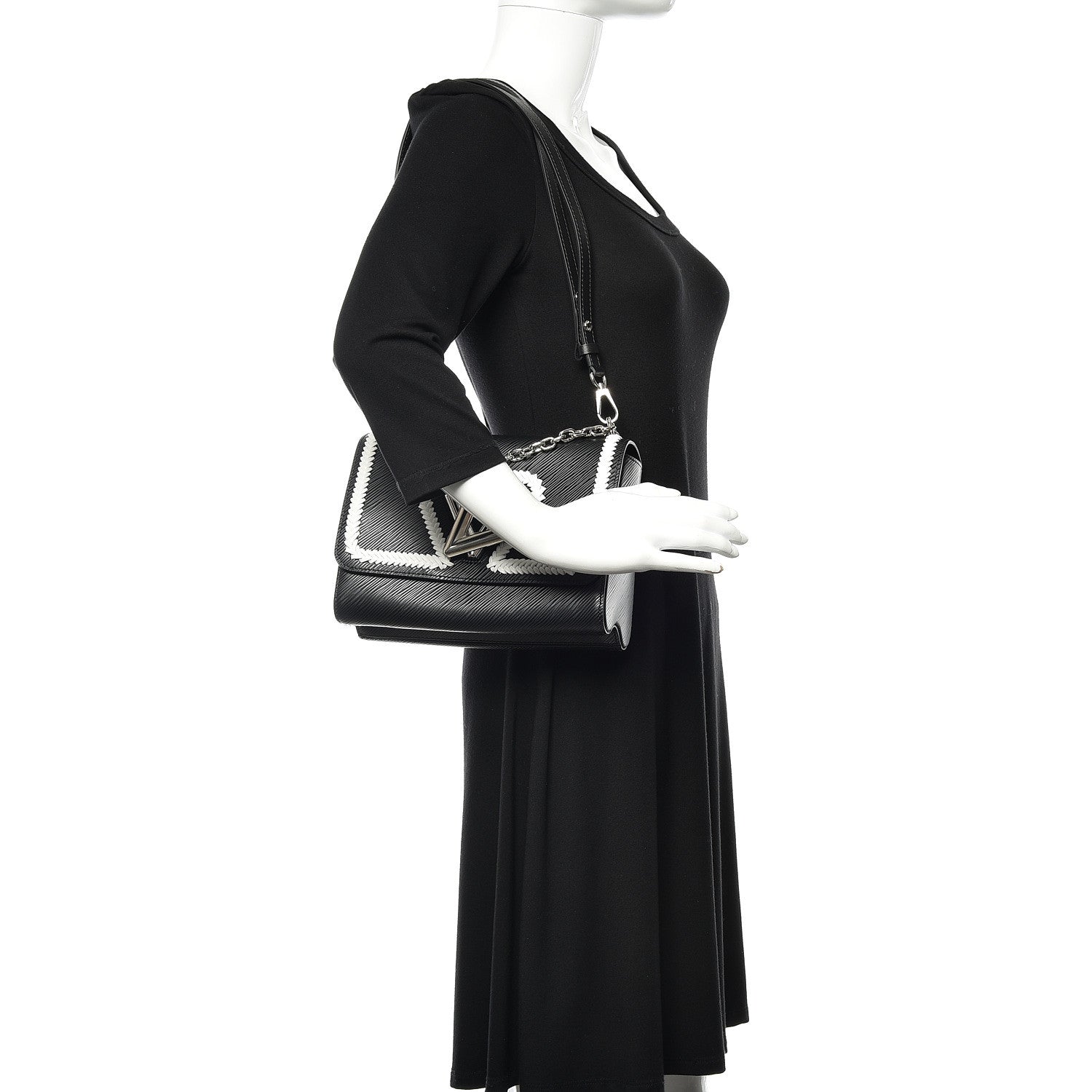 Louis Vuitton Epi Whipstitch Heart Twist Shoulder Bag MM Black 2 of 9