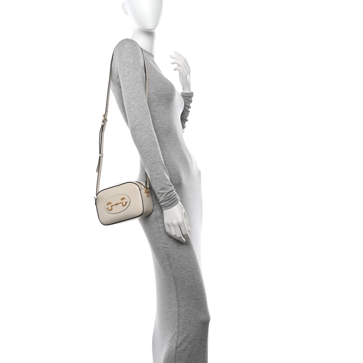 Gucci Azalea Calfskin Mini Horsebit 1955 Camera Shoulder Bag Mystic White 2 of 10