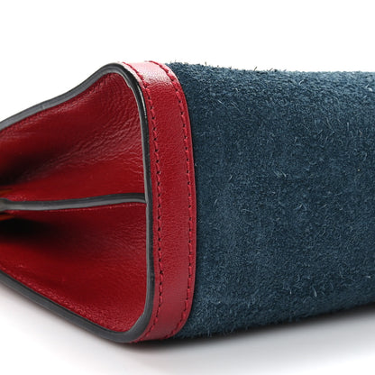 Gucci Suede Calfskin Web Small Ophidia Chain Shoulder Bag New Blue Romantic Cherry 9 of 11