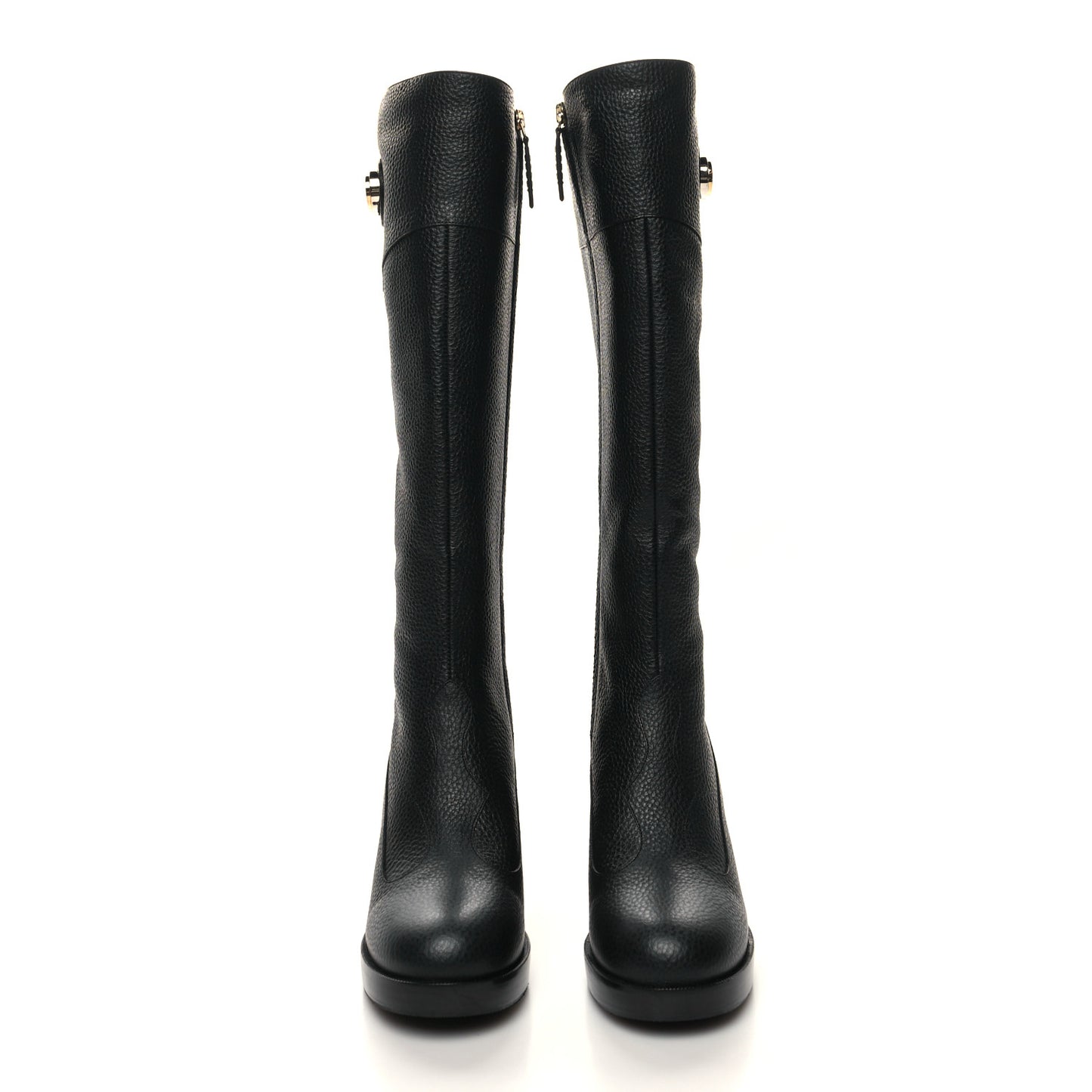 Austin Calfskin Interlocking G Knee High Boots 36 Black