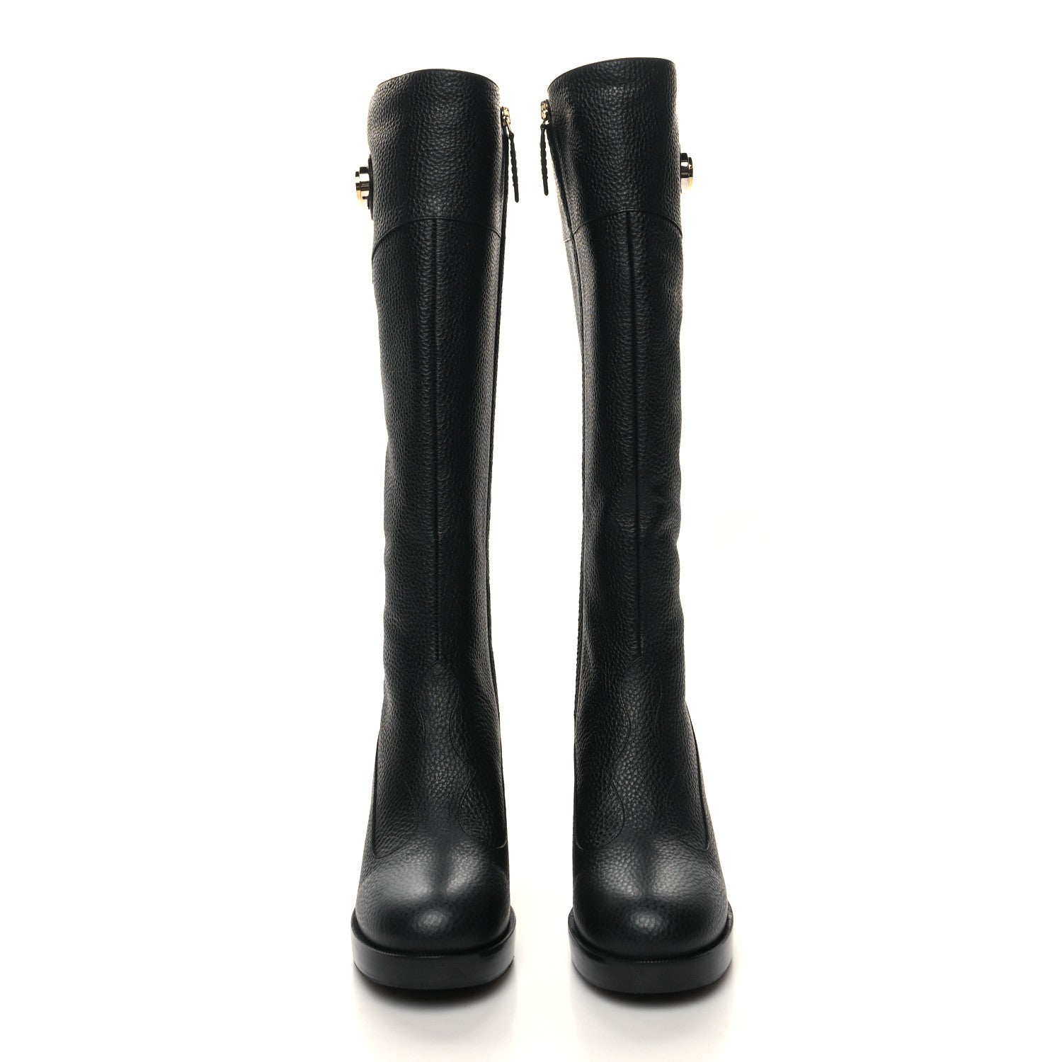 Gucci Austin Calfskin Interlocking G Knee High Boots 36 Black 2 of 7