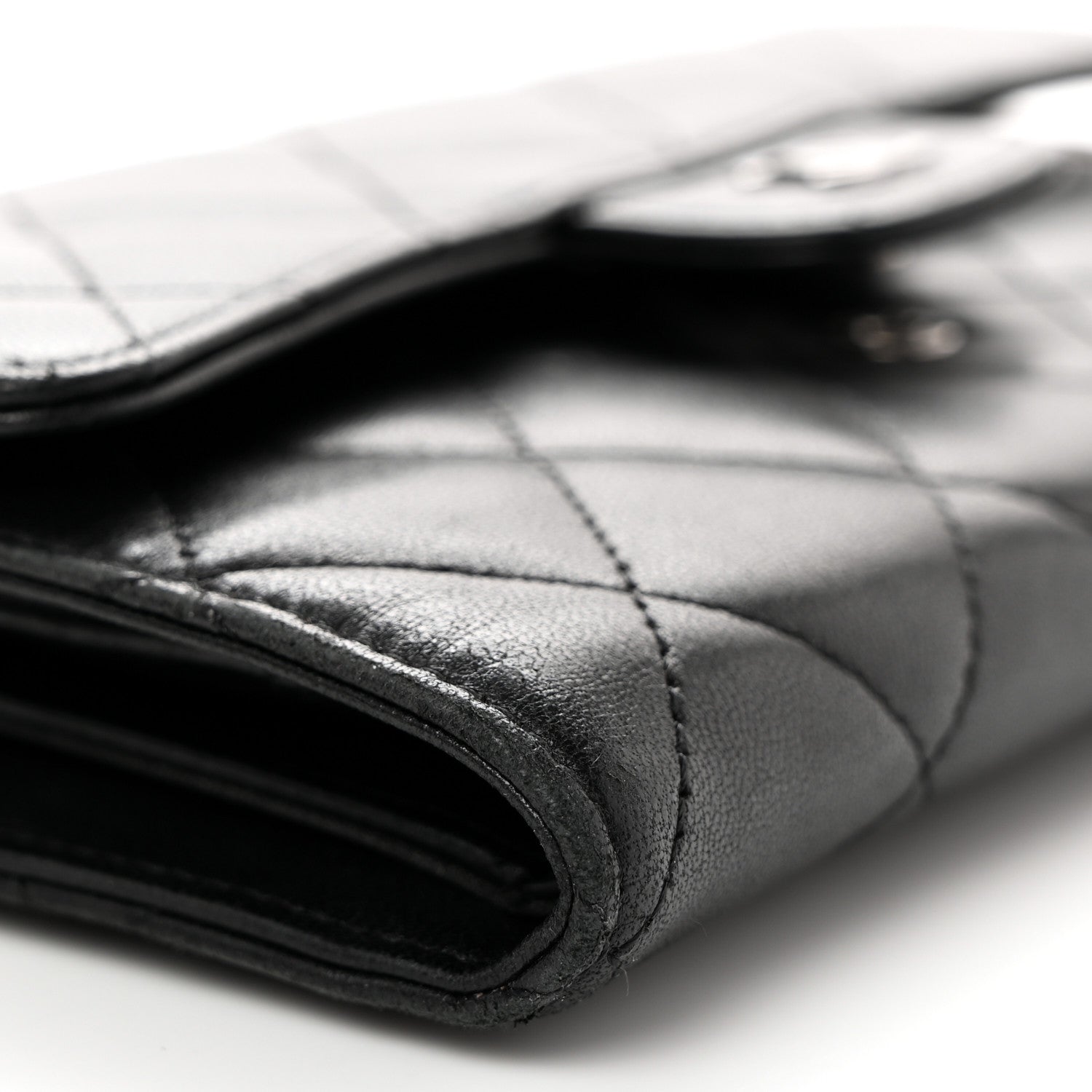 Chanel Lambskin Quilted Large Flap Wallet Black 8 of 10