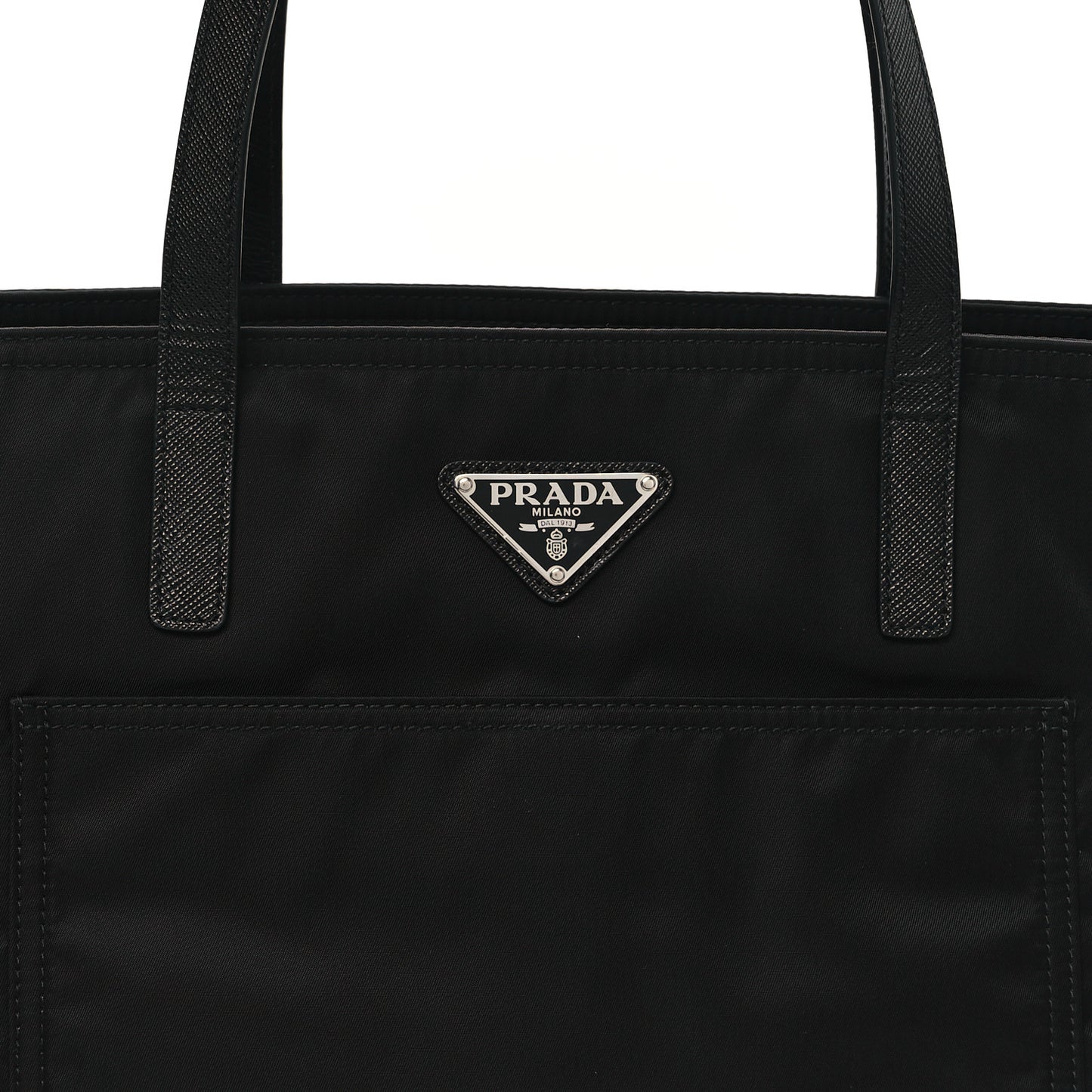 Tessuto Nylon Saffiano Shopping Tote Black