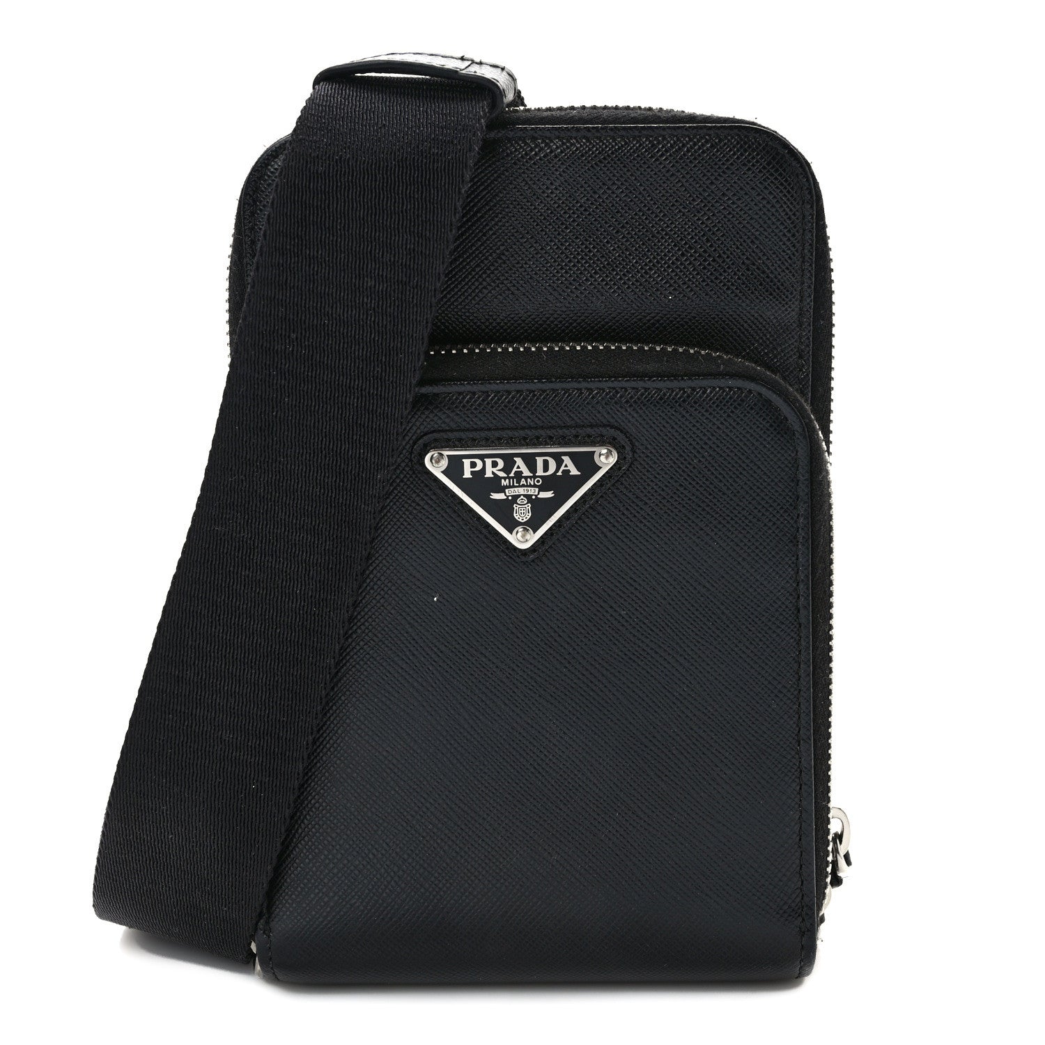 Prada Saffiano Phone Crossbody Pouch Black 1 of 11