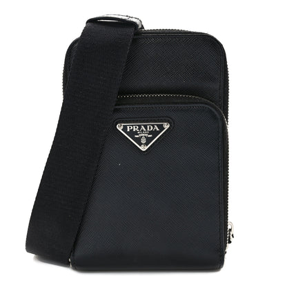 Prada Saffiano Phone Crossbody Pouch Black 1 of 11