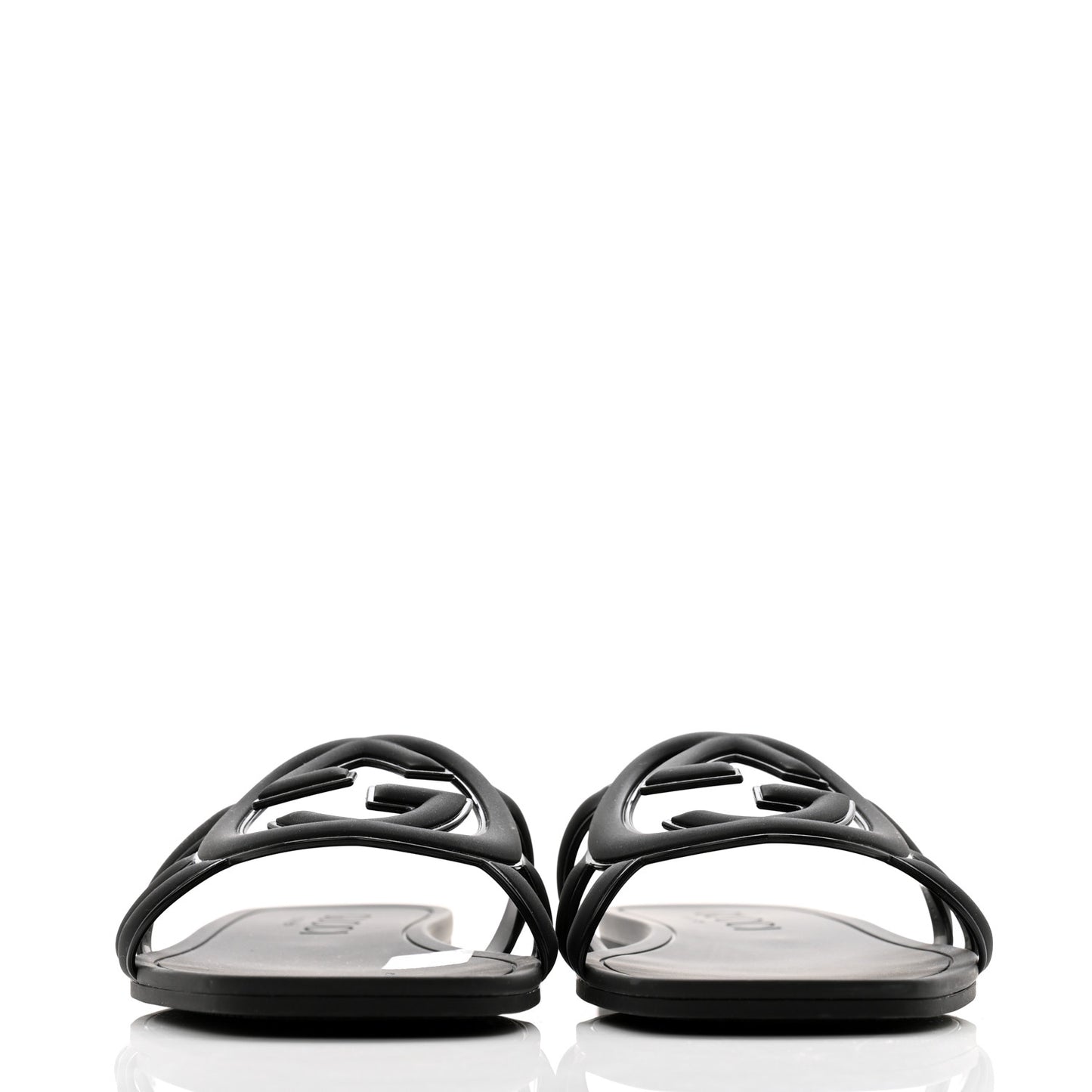 Rubber Womens Interlocking G Slide Sandals Black