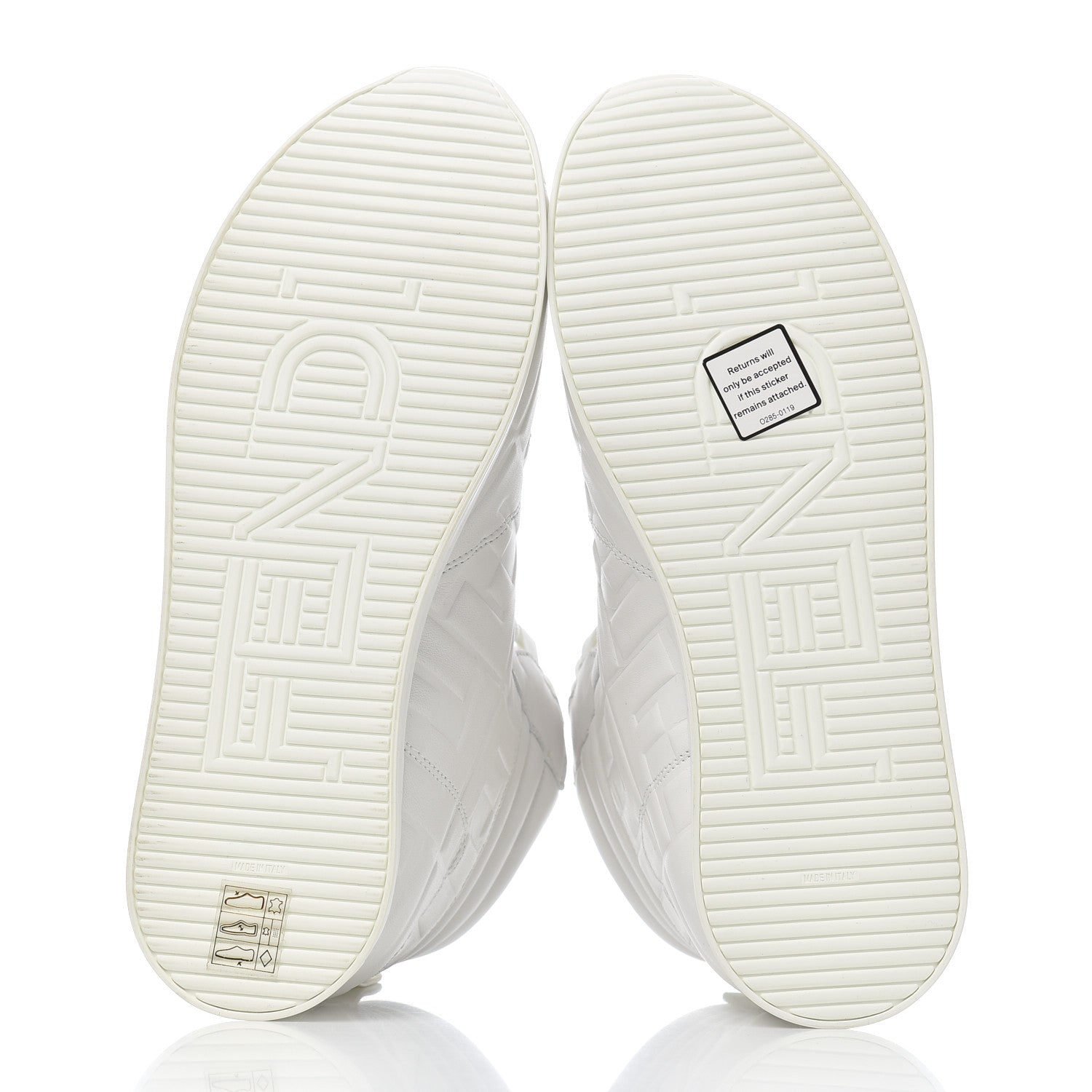 Fendi Nappa Macro FF Embossed Womens High Top Sneakers 37.5 White Ice 5 of 9