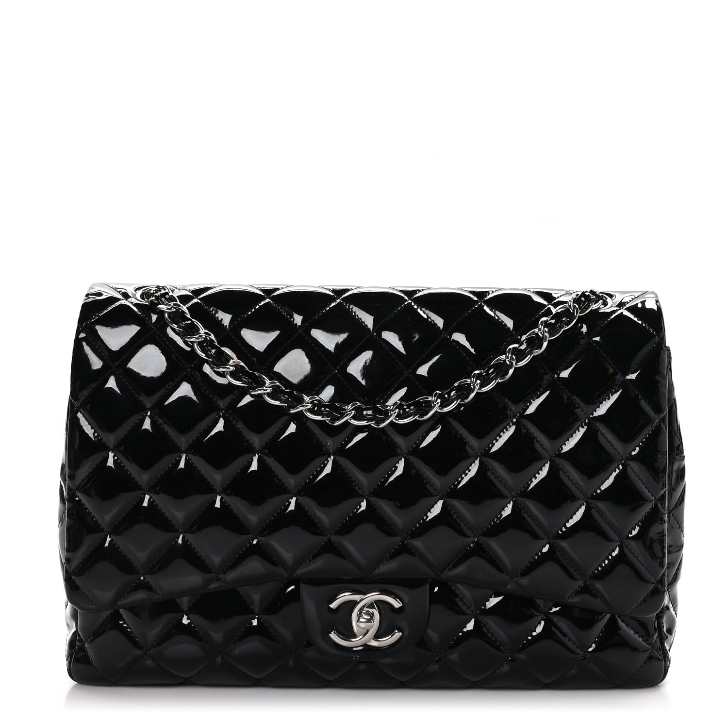 Chanel Patent Quilted Maxi Double Flap Black 1 of 9