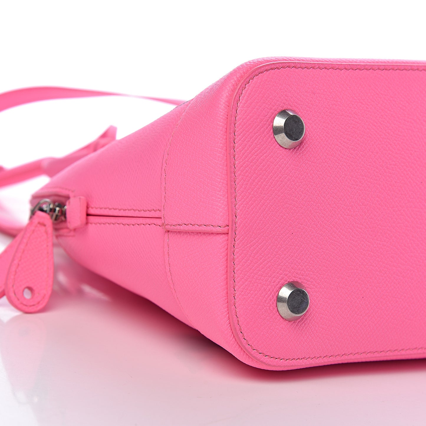 Signature Grained Calfskin Logo S Ville Top Handle Bag Acid Pink Black