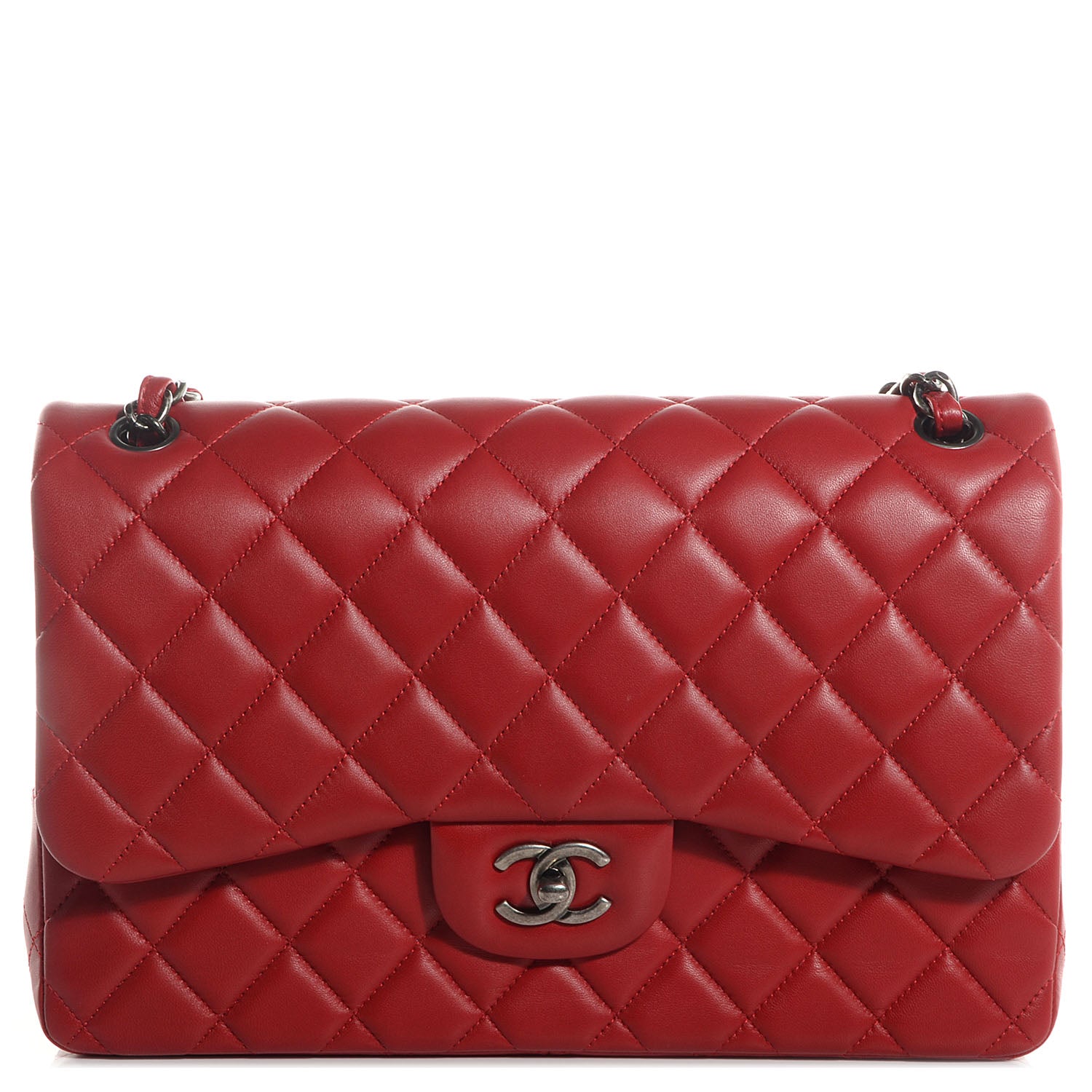 Chanel Lambskin Jumbo Double Flap Red 1 of 9