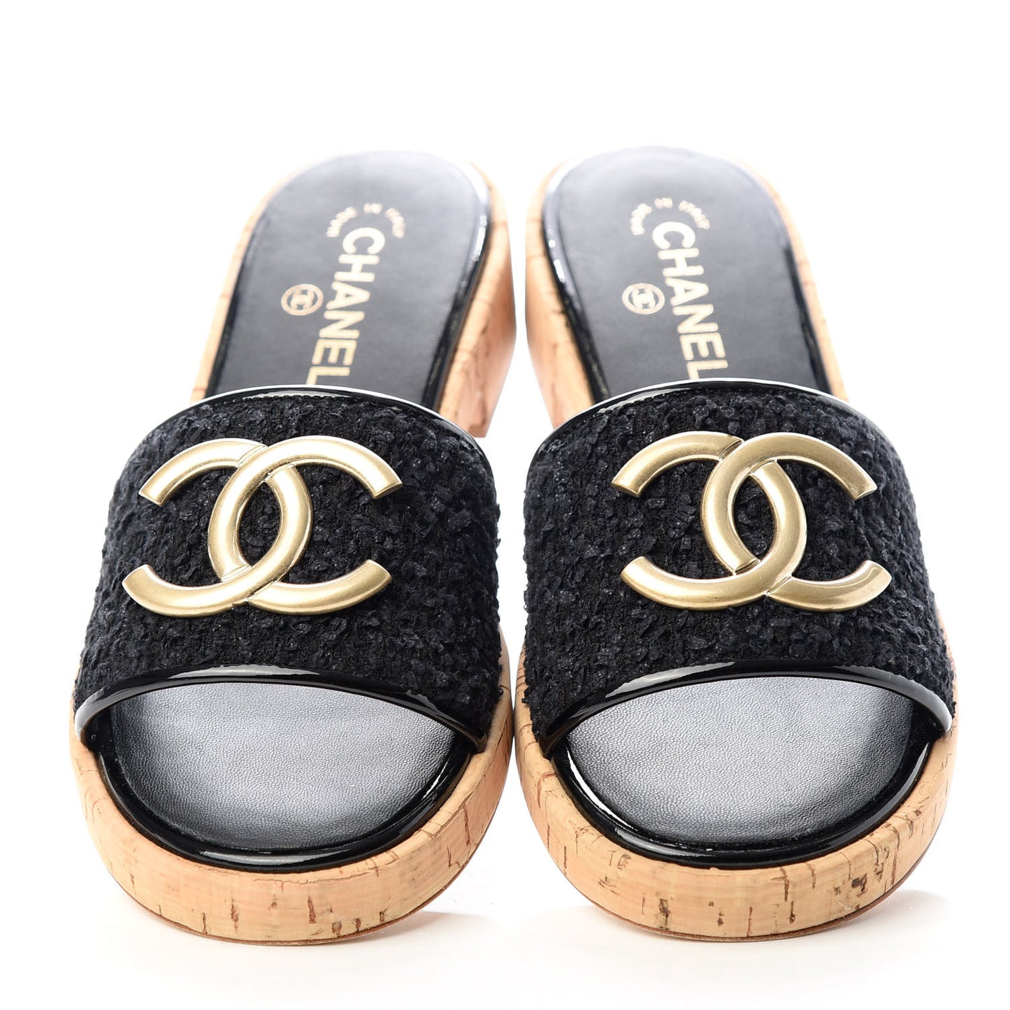 Tweed Cork CC Mule Sandal 40 Black