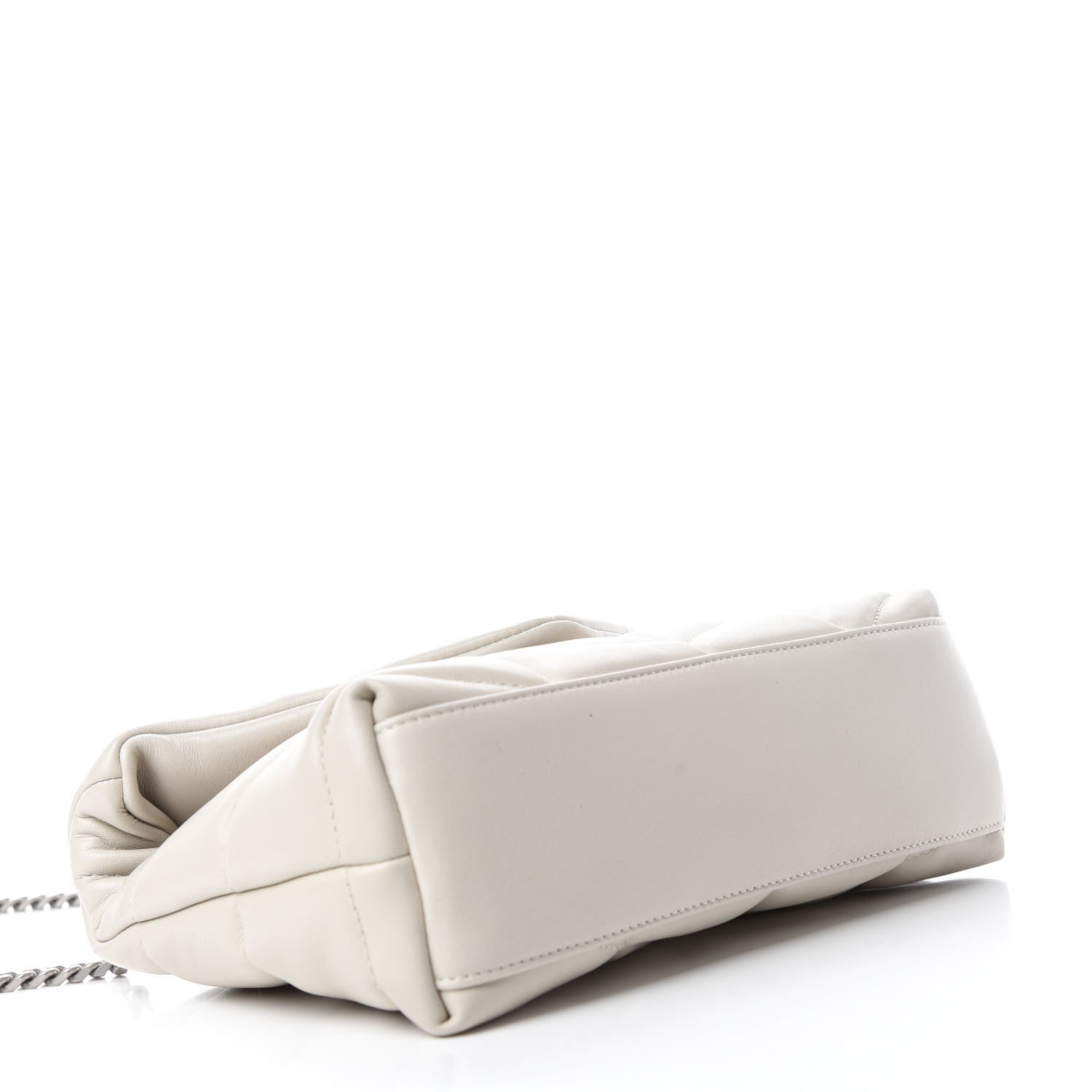 Saint Laurent Lambskin Quilted Toy Loulou Puffer Monogram Chain Satchel Blanc Vintage 4 of 12