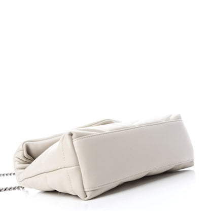Saint Laurent Lambskin Quilted Toy Loulou Puffer Monogram Chain Satchel Blanc Vintage 4 of 12